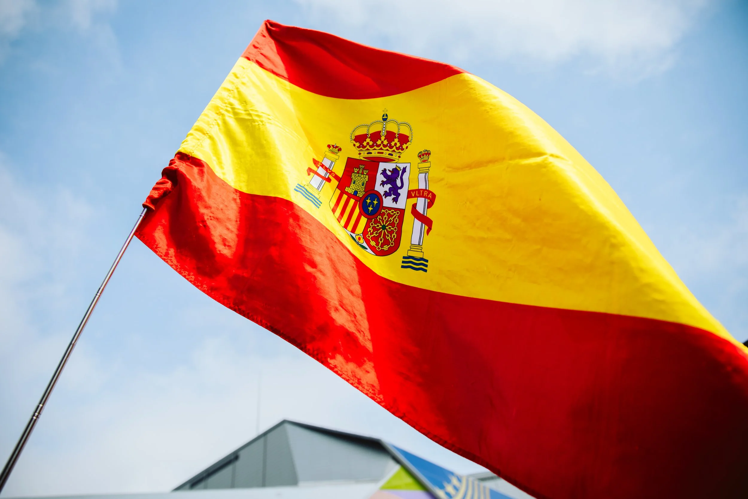 Spanish Flag Against Atlanta Skyline