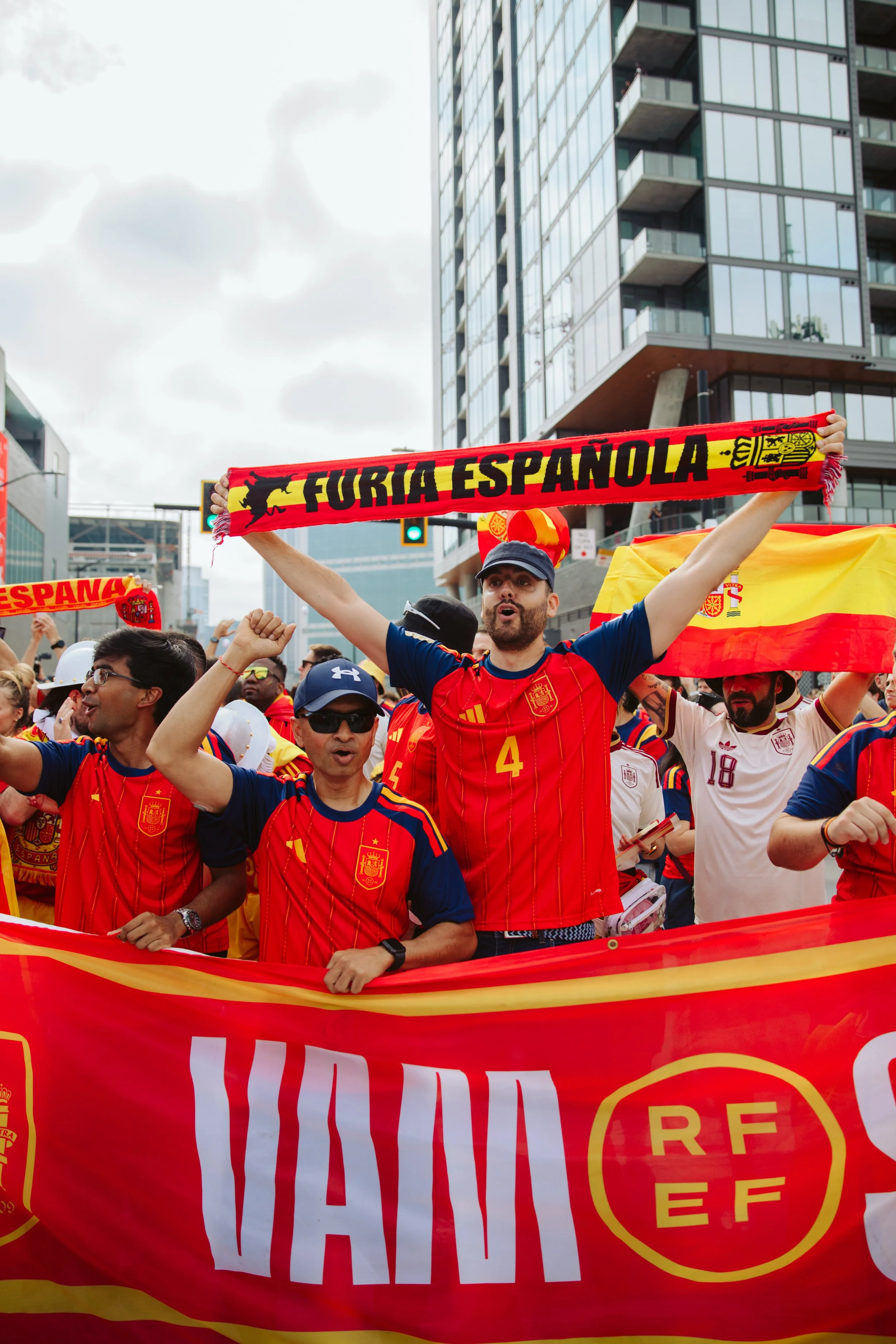 Spain Supporters Behind Fan Club Banner