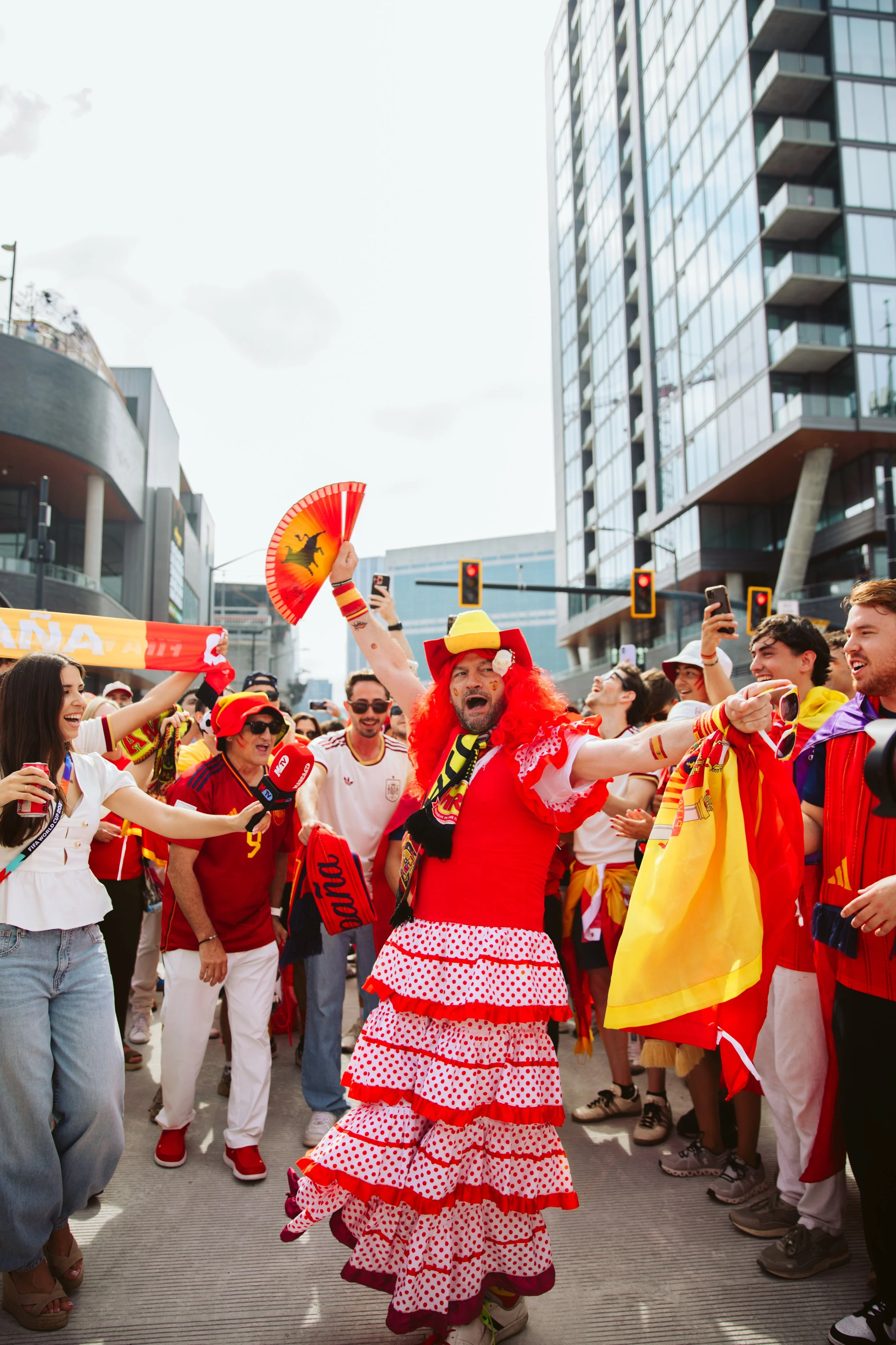 Spain Fans Celebrating in Downtown Atlanta