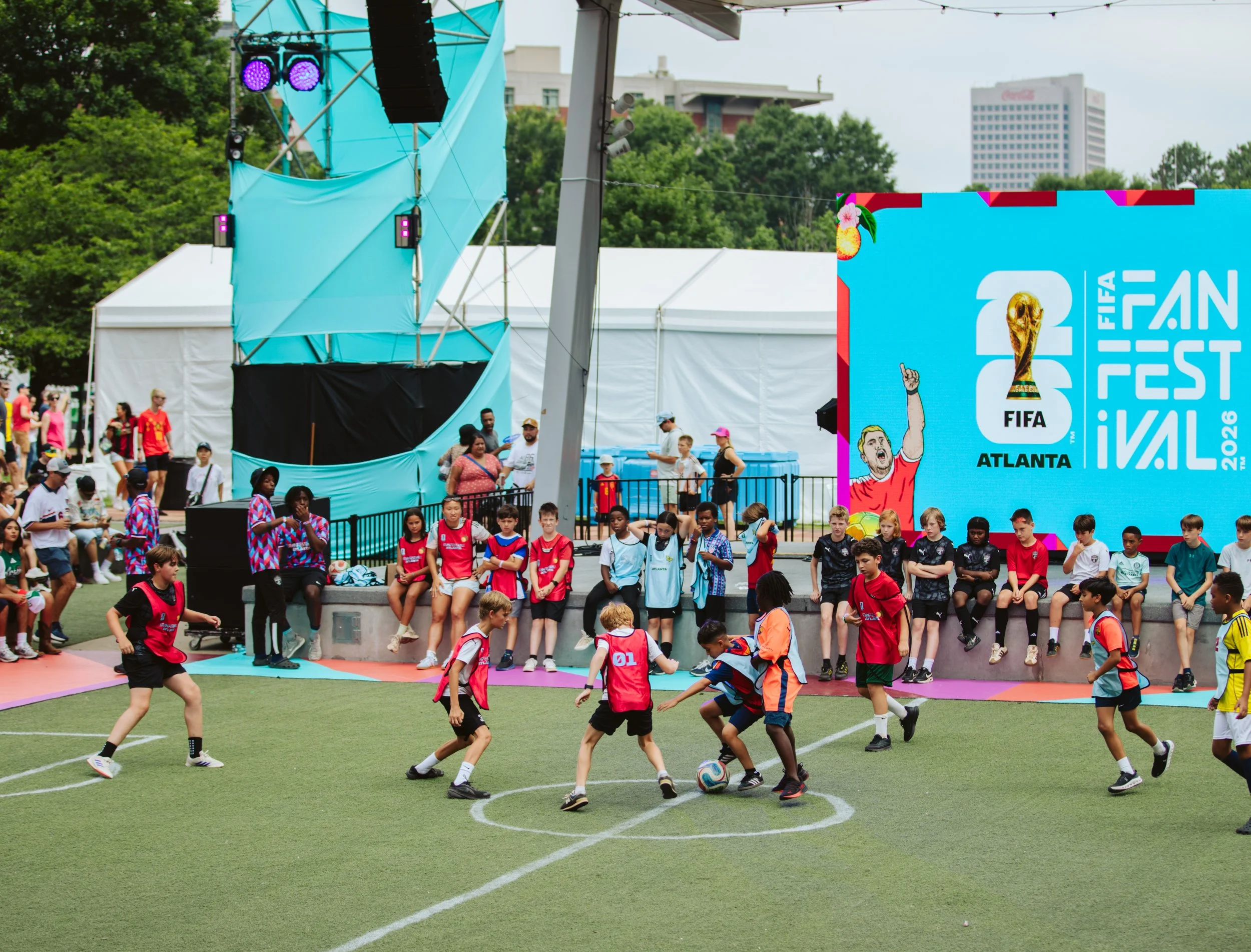 Youth Soccer Action Near Fan Festival Stage