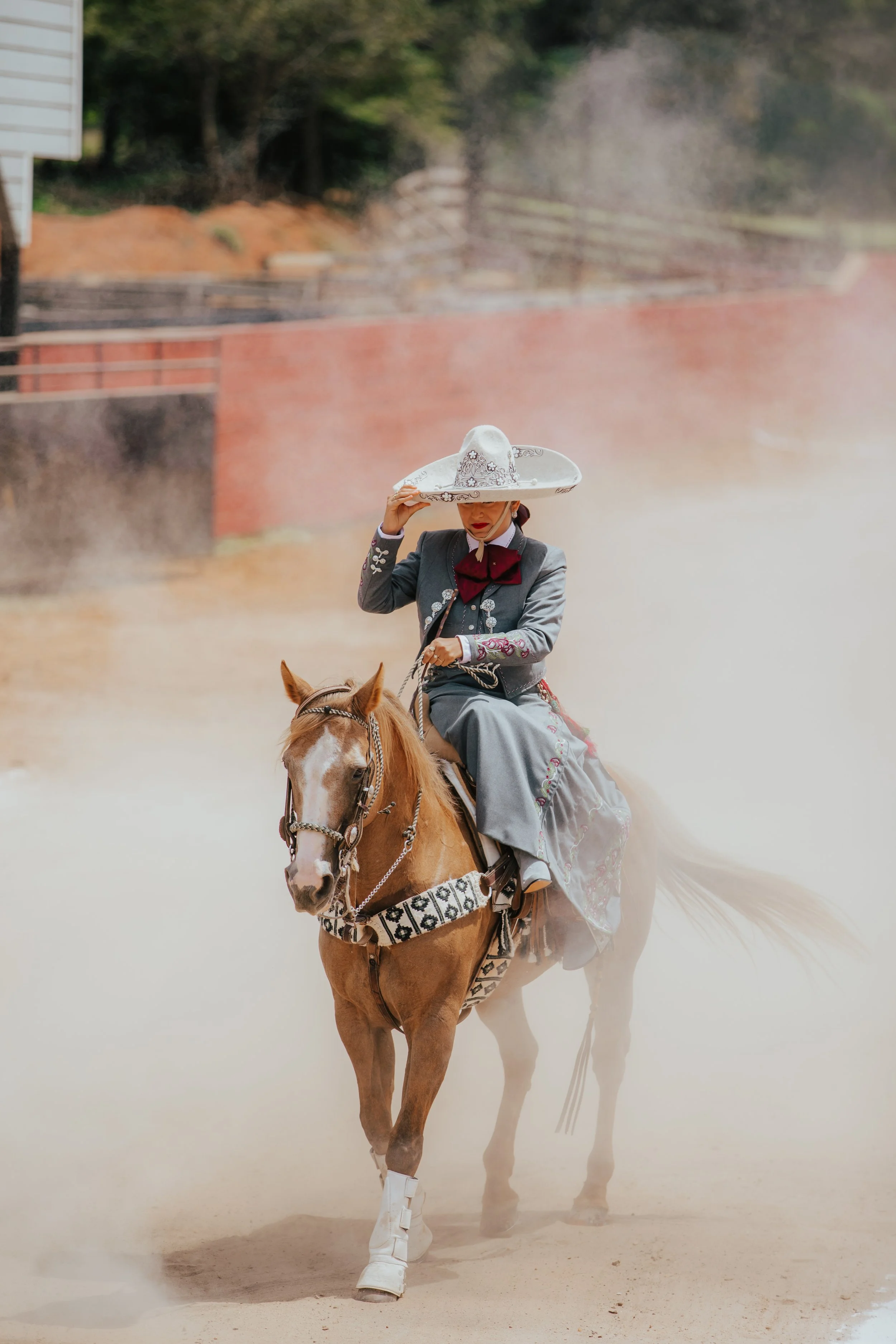 escaramuza charra on horseback
