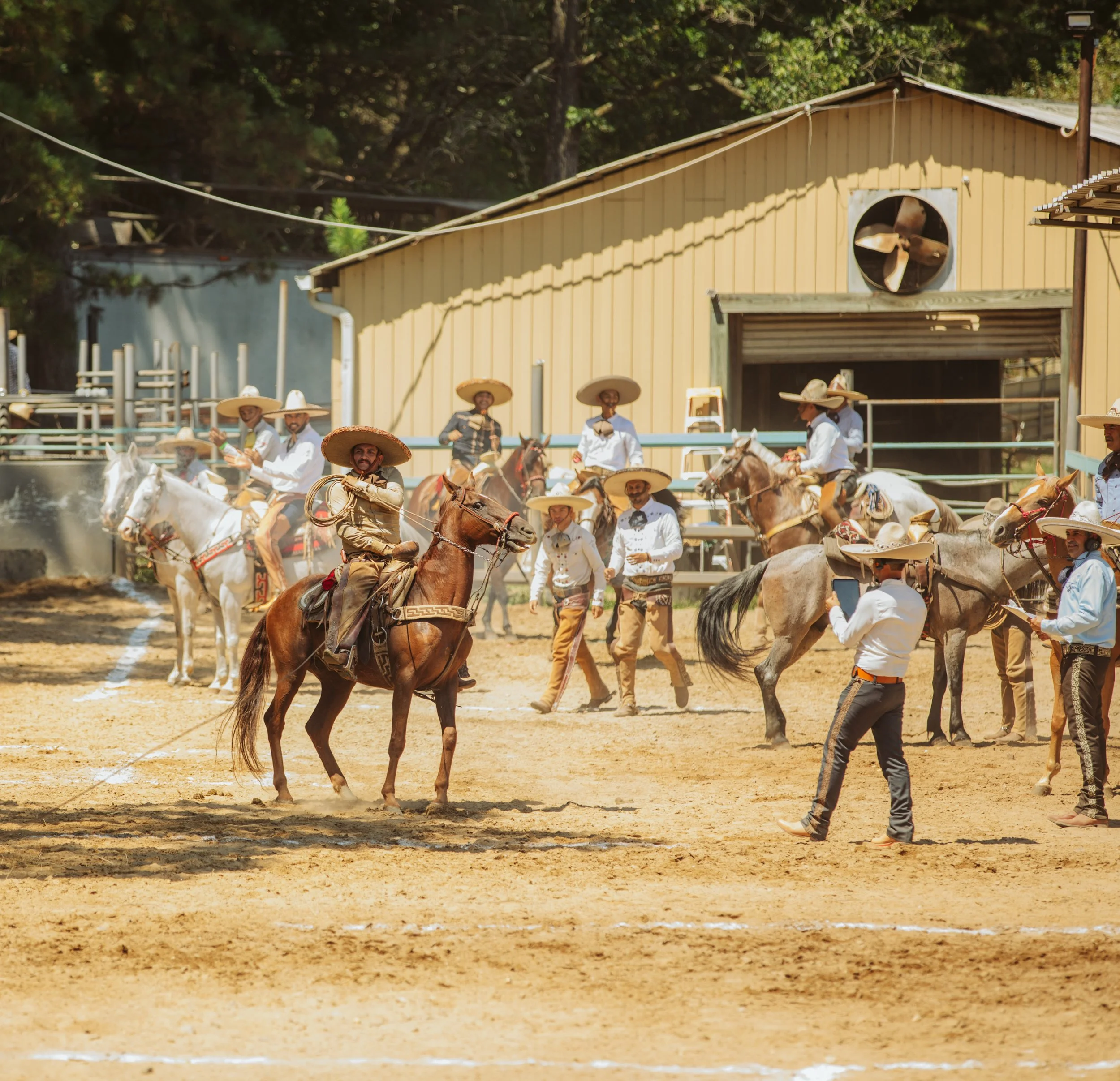 Charros Riding Together at Rancho Los Gavilanes