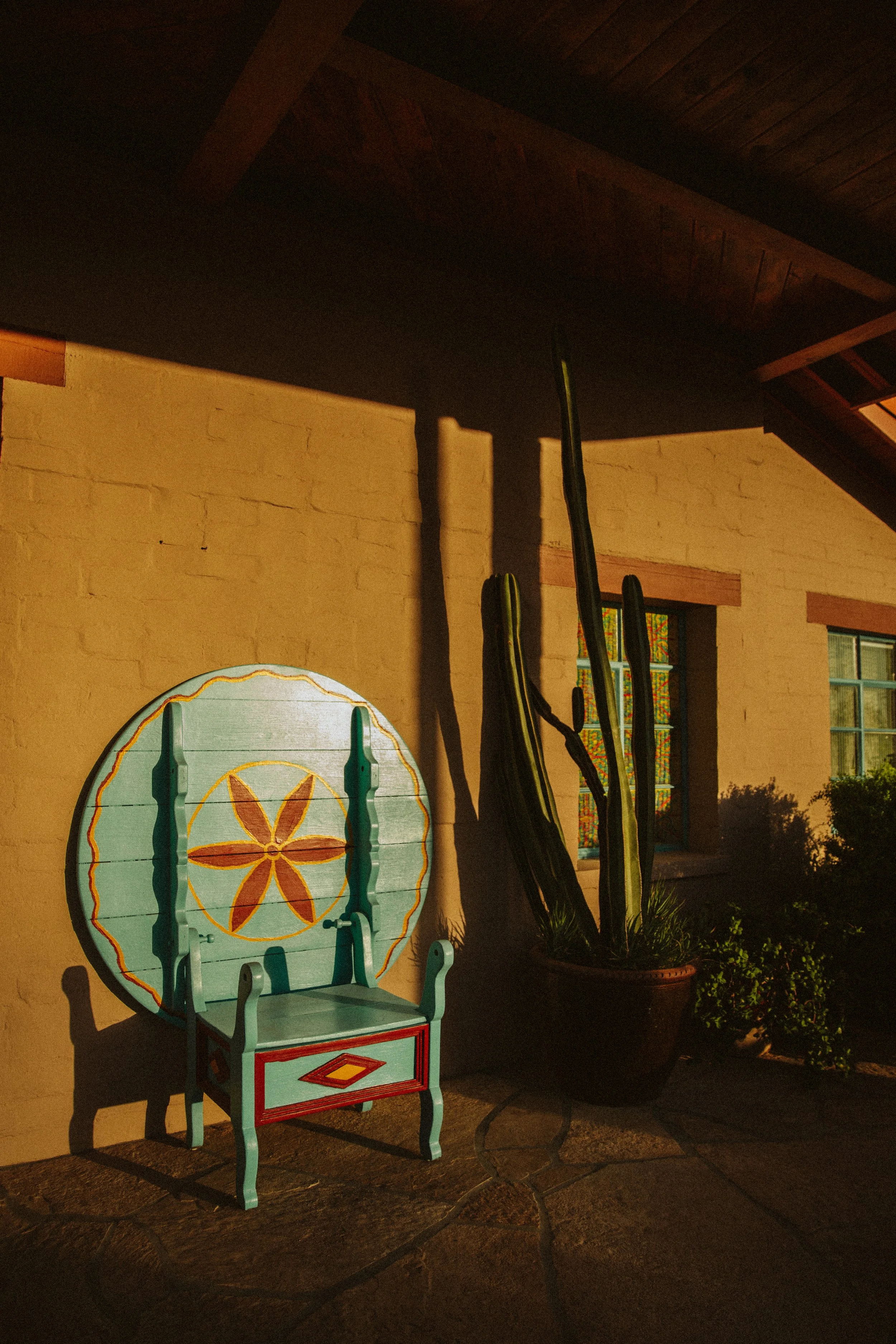 Colorful Western Chair and Cacti