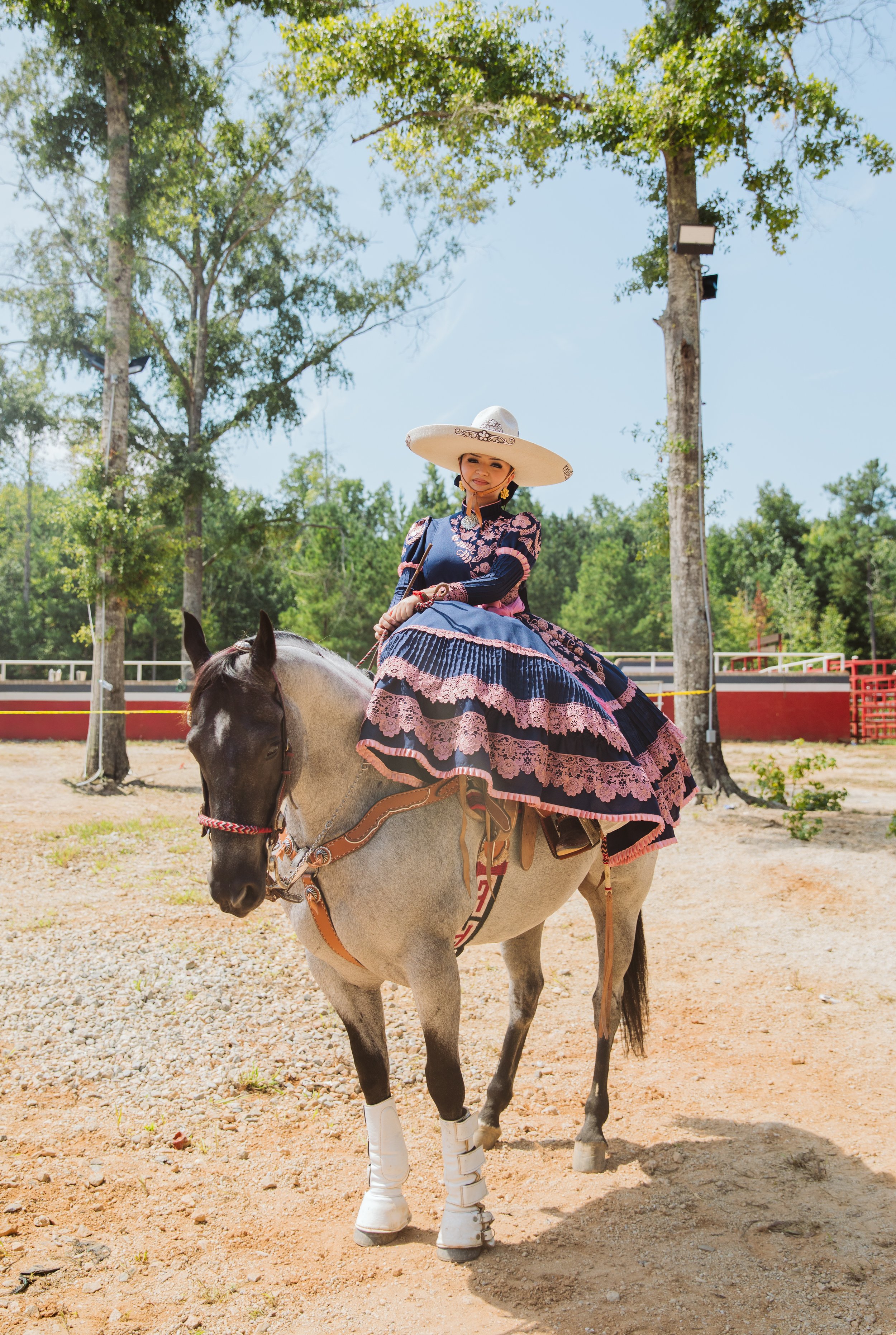 Escaramuza Charra Rider in Blue Dress