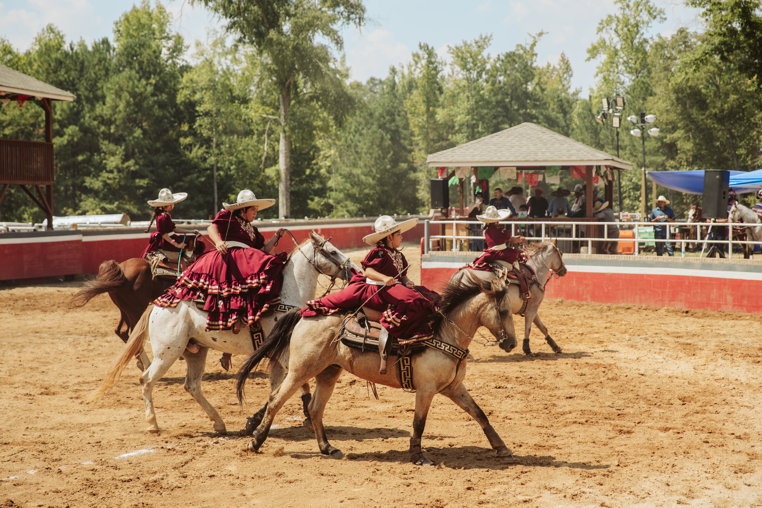 Escaramuza Riders Performing in Charreada Arena