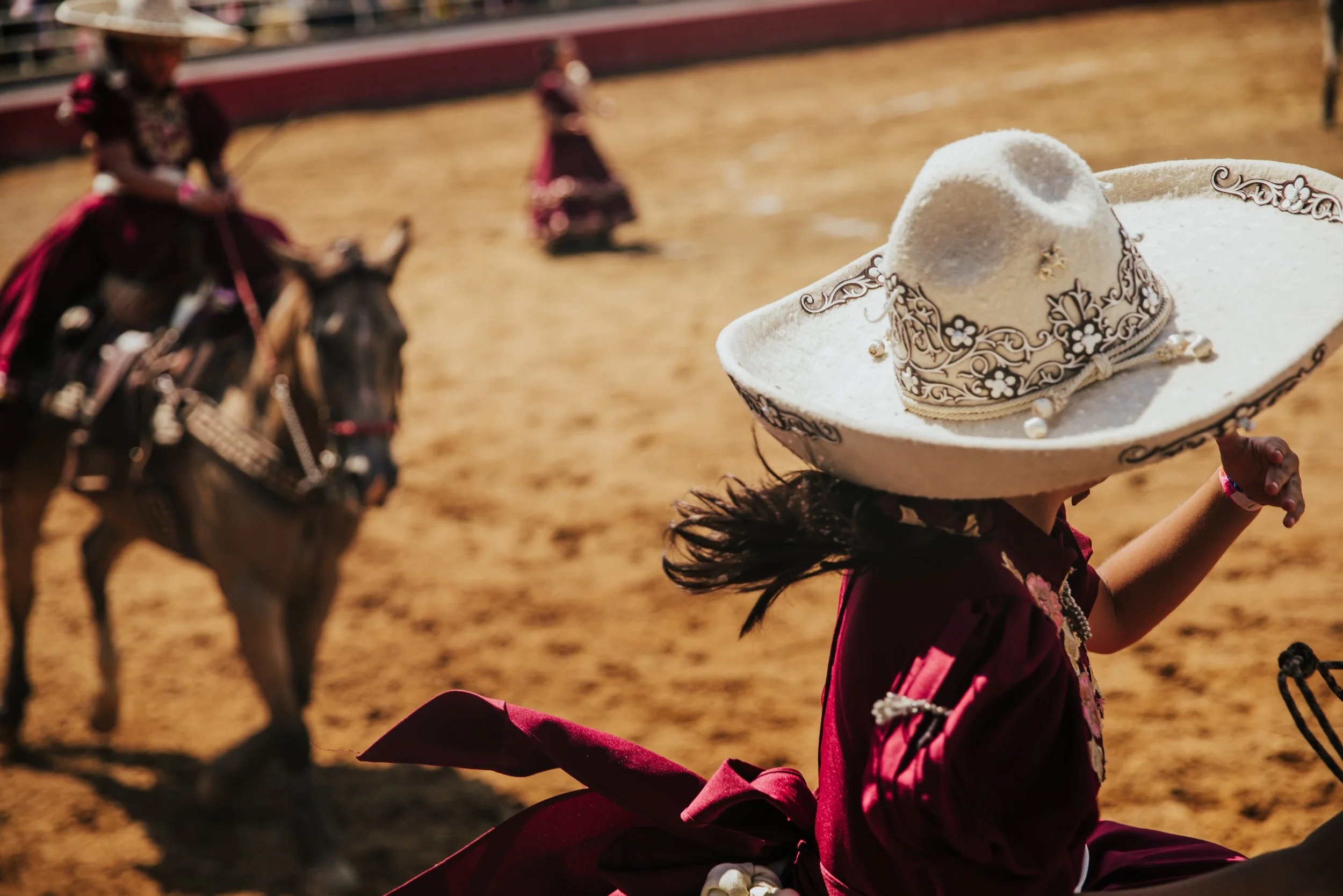 escaramuza Horse and Rider in Dust