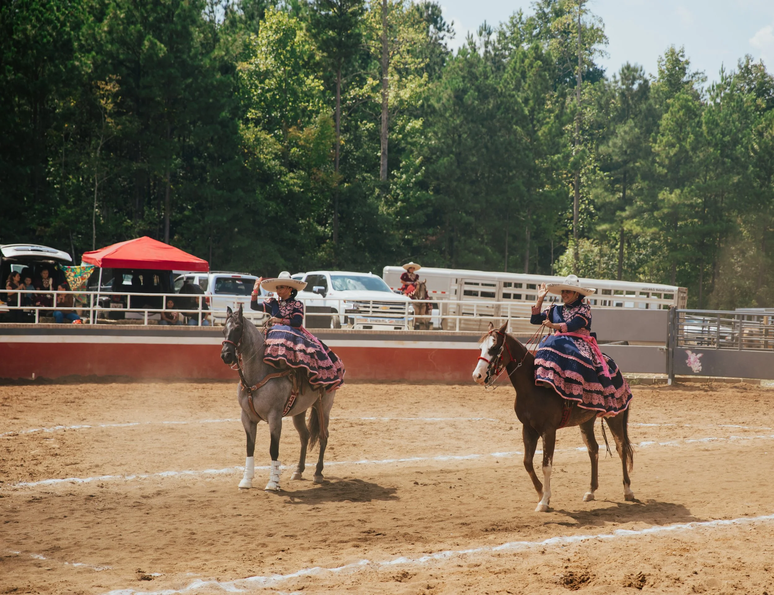 escaramuza Riders on Horseback at Charreada