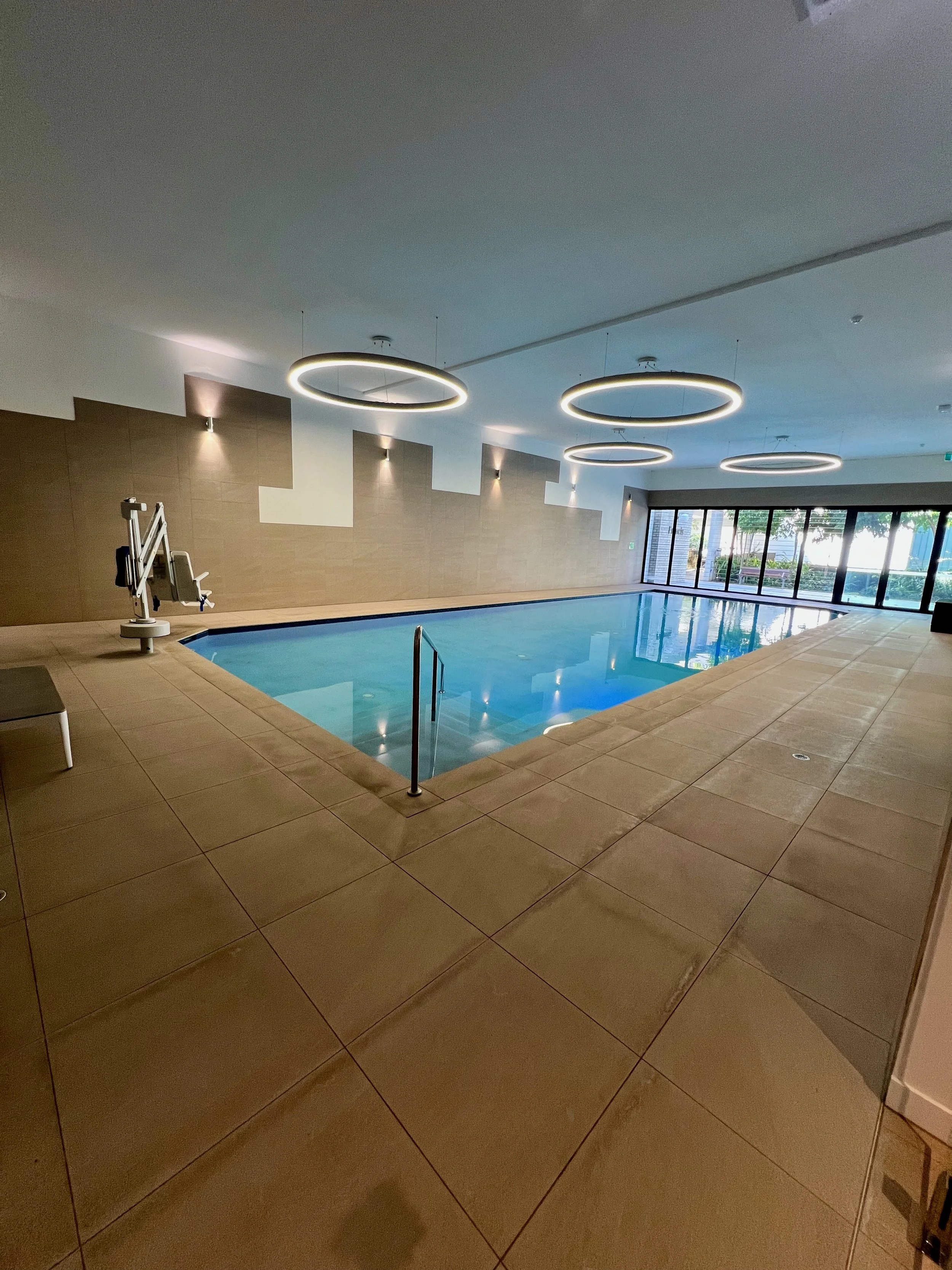 Indoor heated swimming pool at a Brisbane retirement village
