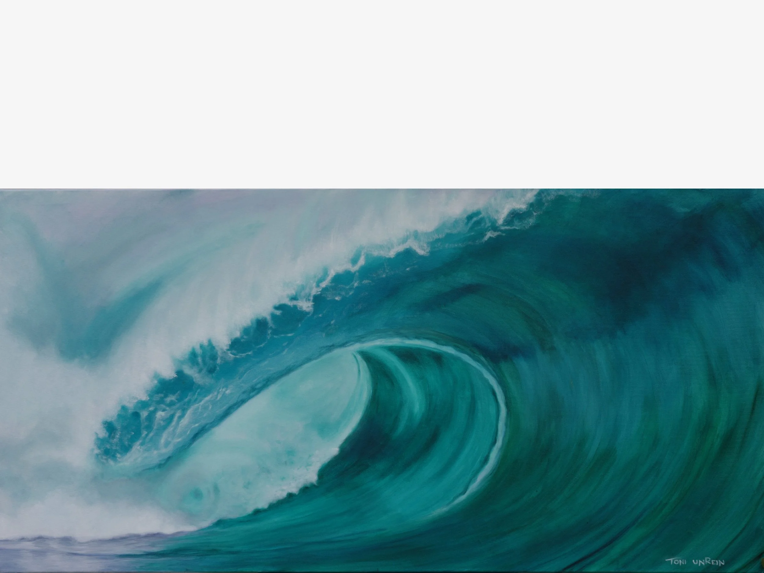Emerald Echoes, Oil on Canvas, 48x24 inches / 122x61cm, View at Sol Gallery, Tamarindo, Costa Rica