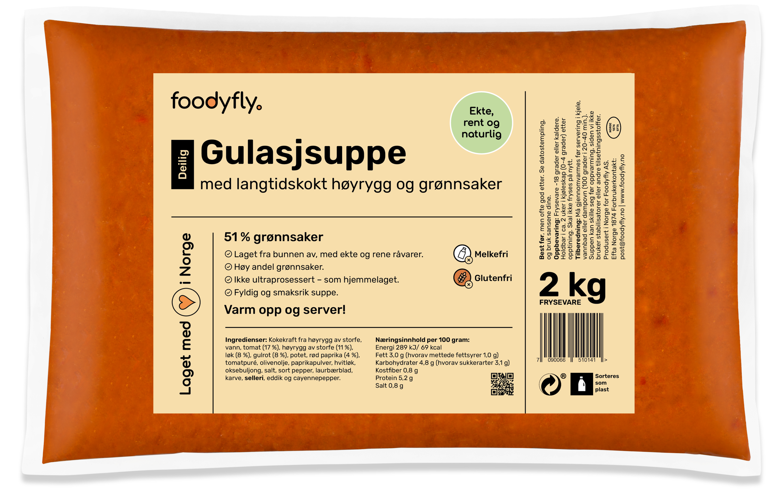 Pose med Gulasjsuppe med langtidskokt høyrygg og grønnsaker