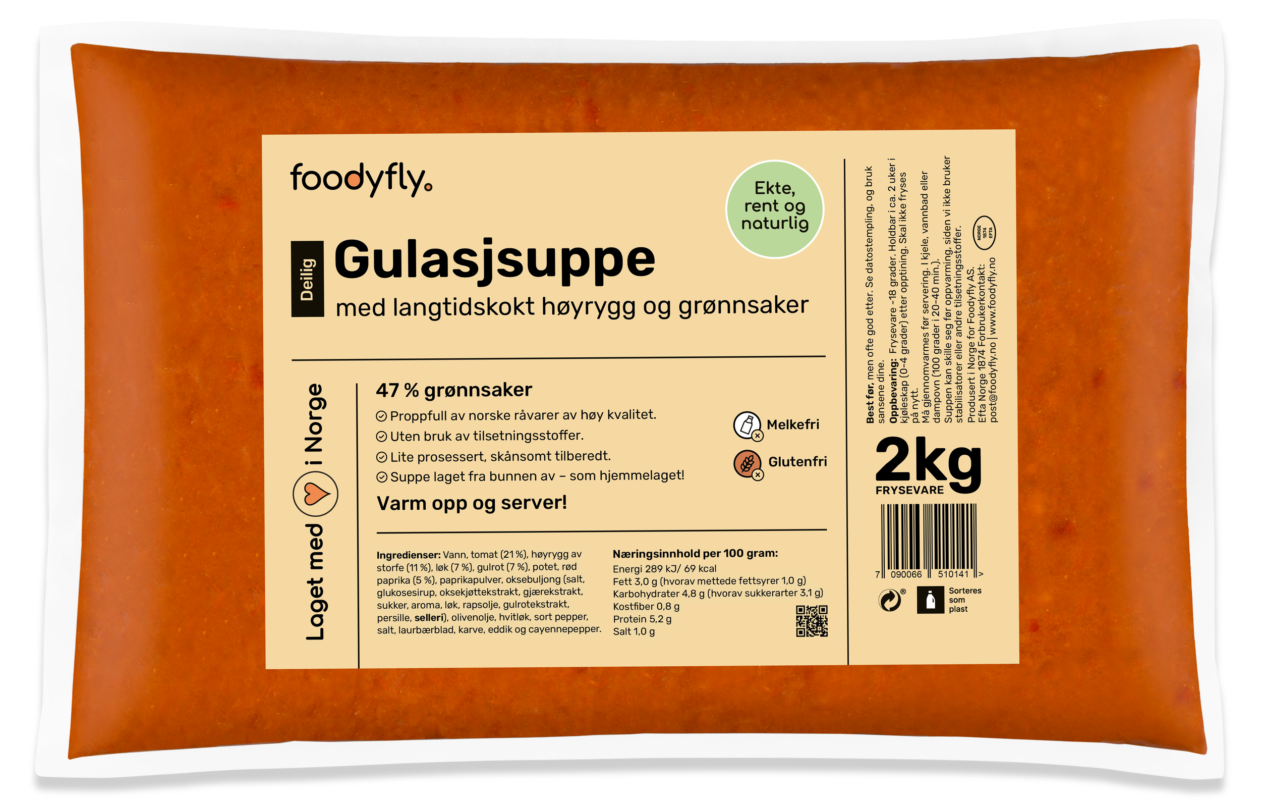 Pose med Gulasjsuppe med langtidskokt høyrygg og grønnsaker