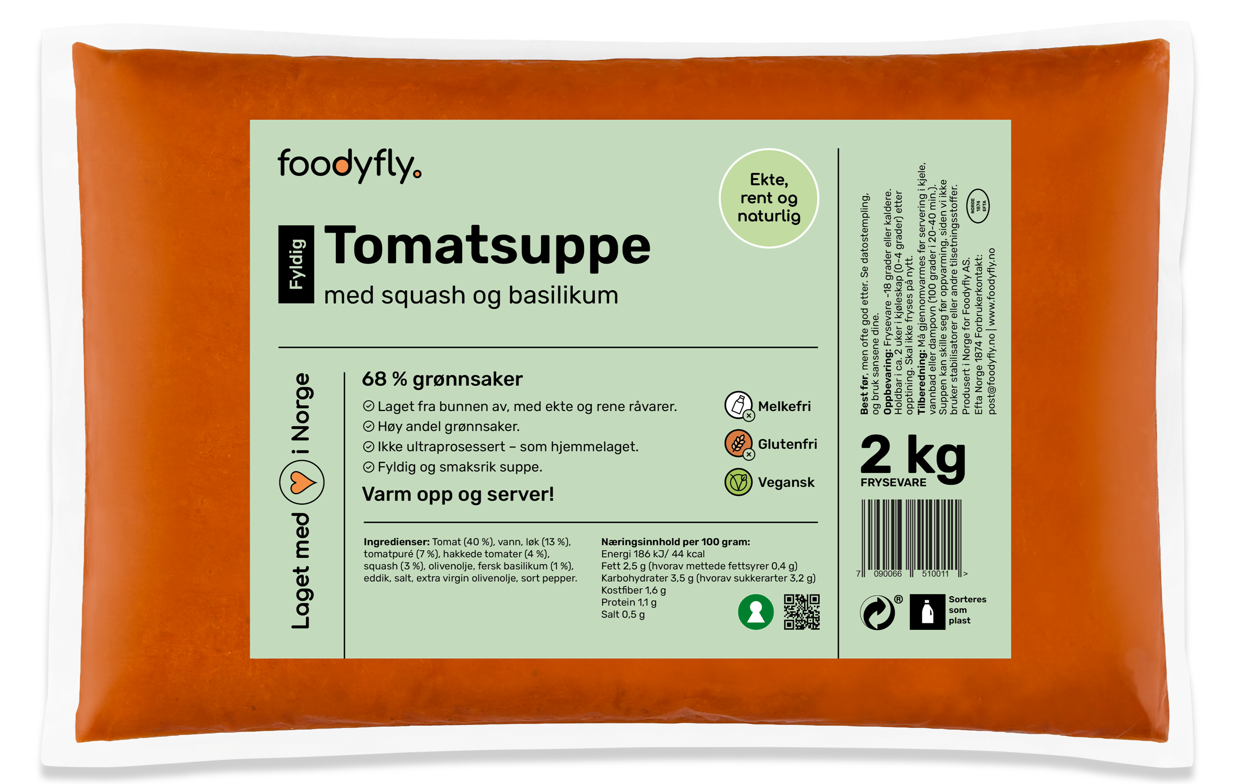 Tomatsuppe med squash og basilikum