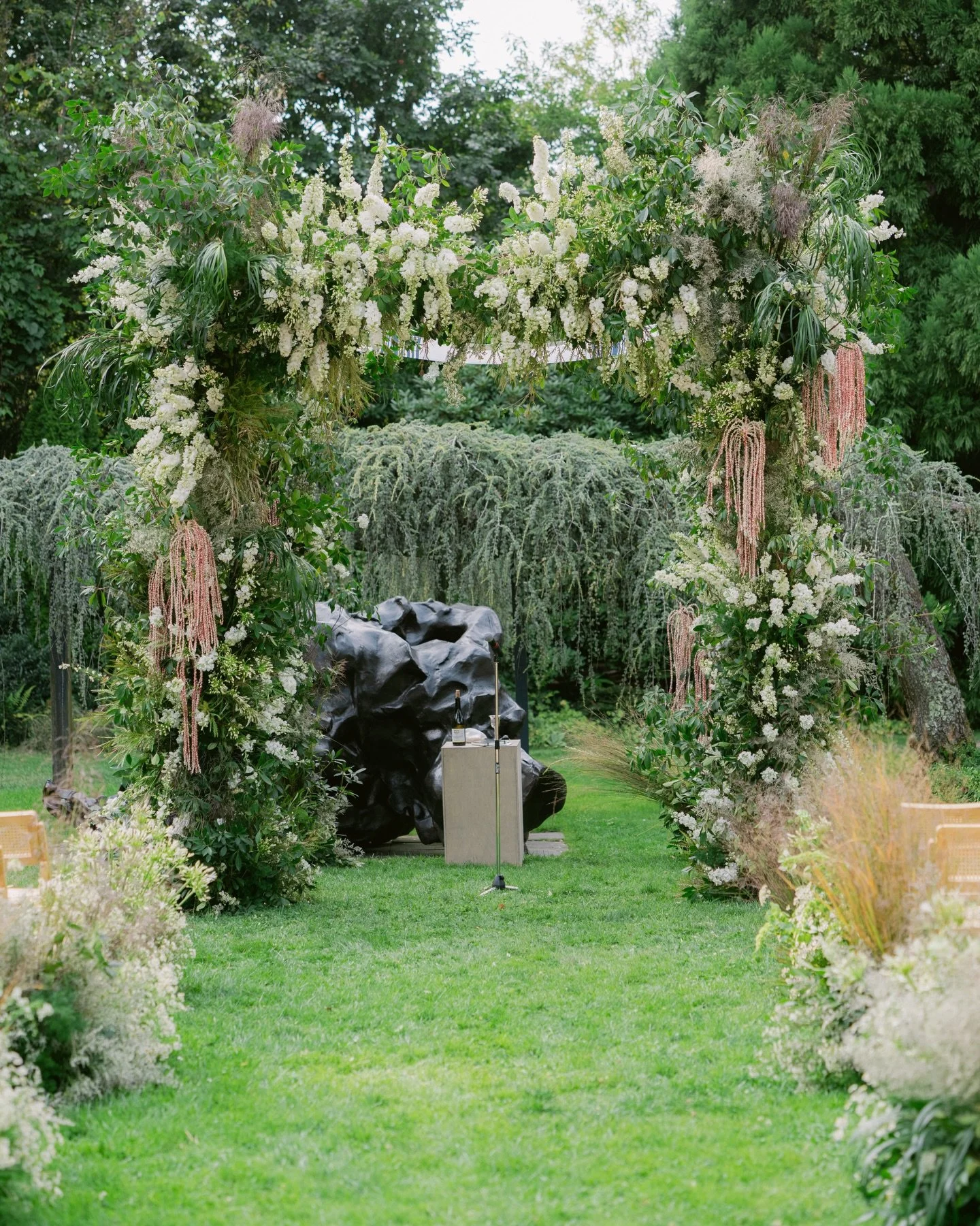 An art-driven ceremony held within a 16-acre sculpture garden,a botanical estate where art and nature coexist in perfect harmony.

Venue:&nbsp;@longhousereserve
Event Planning &amp; Design:&nbsp;&nbsp;@metier_events
Event Florals &amp; Fabrications:&