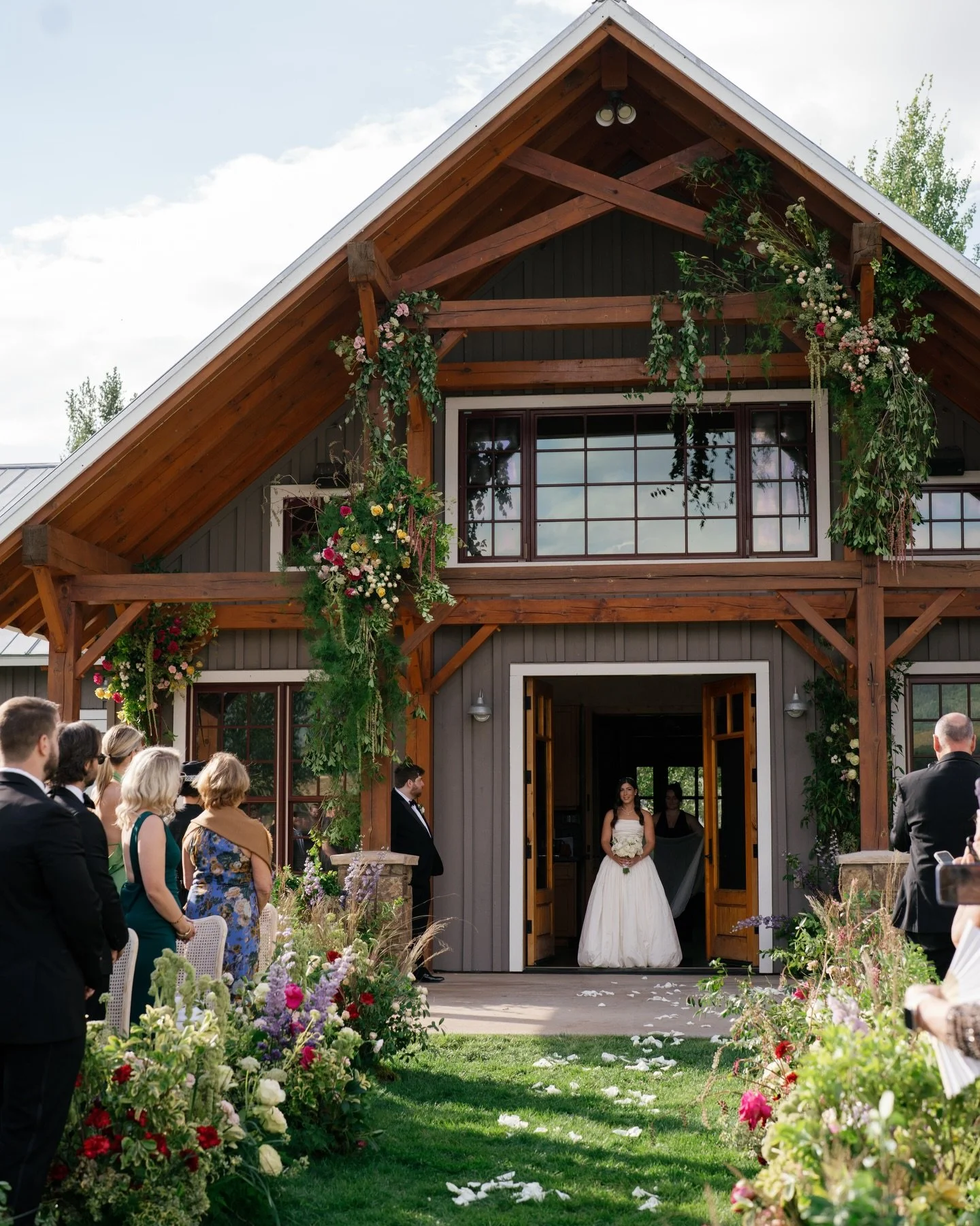 The magic of Aspen as the backdrop, blooms all around, and a ceremony designed to hold space for the moment. 🤍

Planning &amp; Design: @goldleafevent
Floral &amp; Decor: @cerkacreative
Venue: Chaparral Ranch, CO
Videography: @majestikweddings
Photog