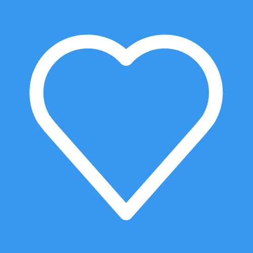 Blue background with a white outline of a heart in the center.