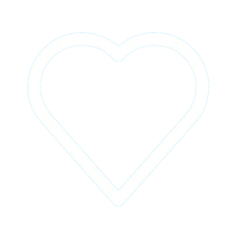 White neon heart outline on a black background