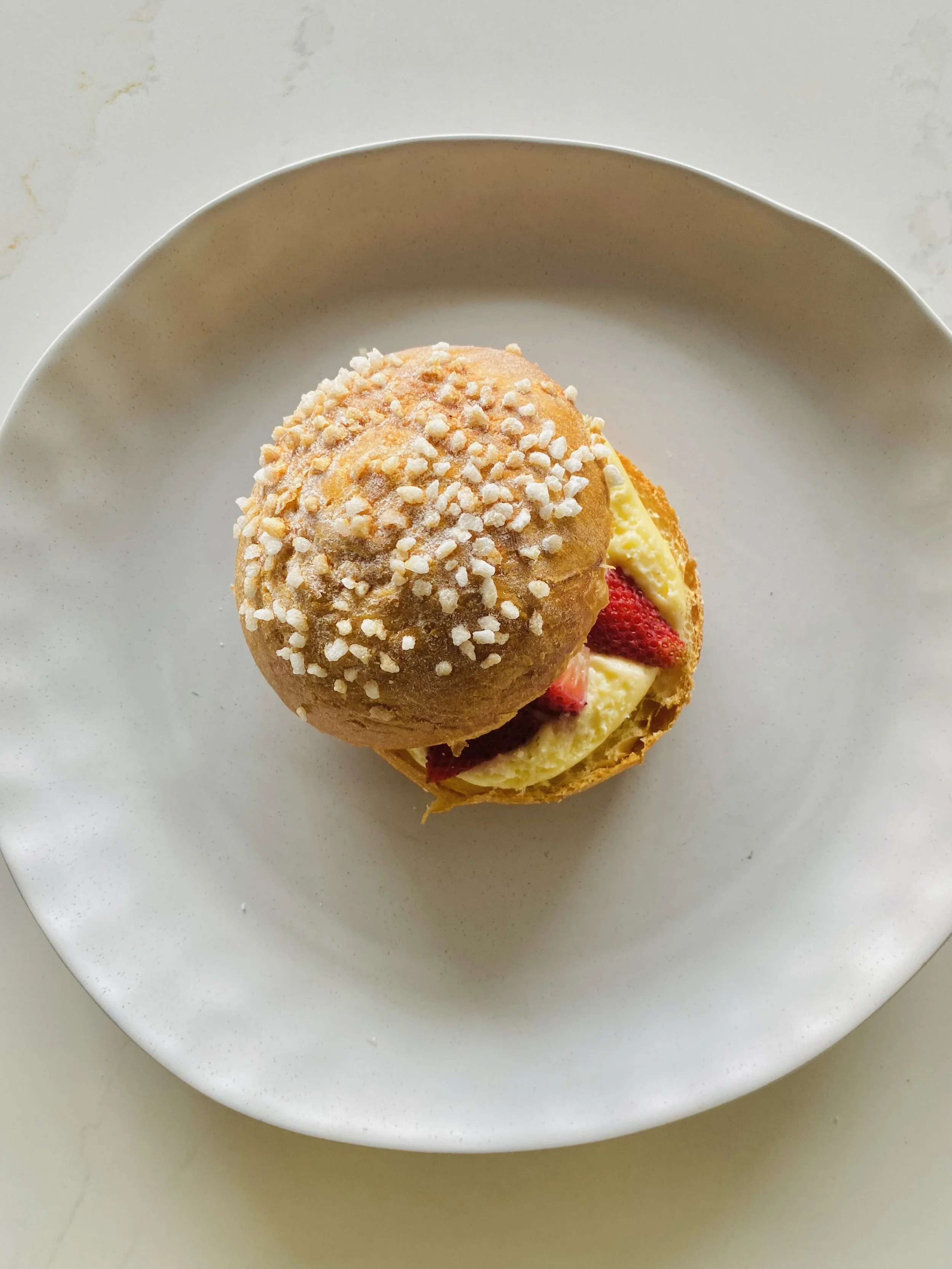 Strawberry Crumble Filled Doughnut
