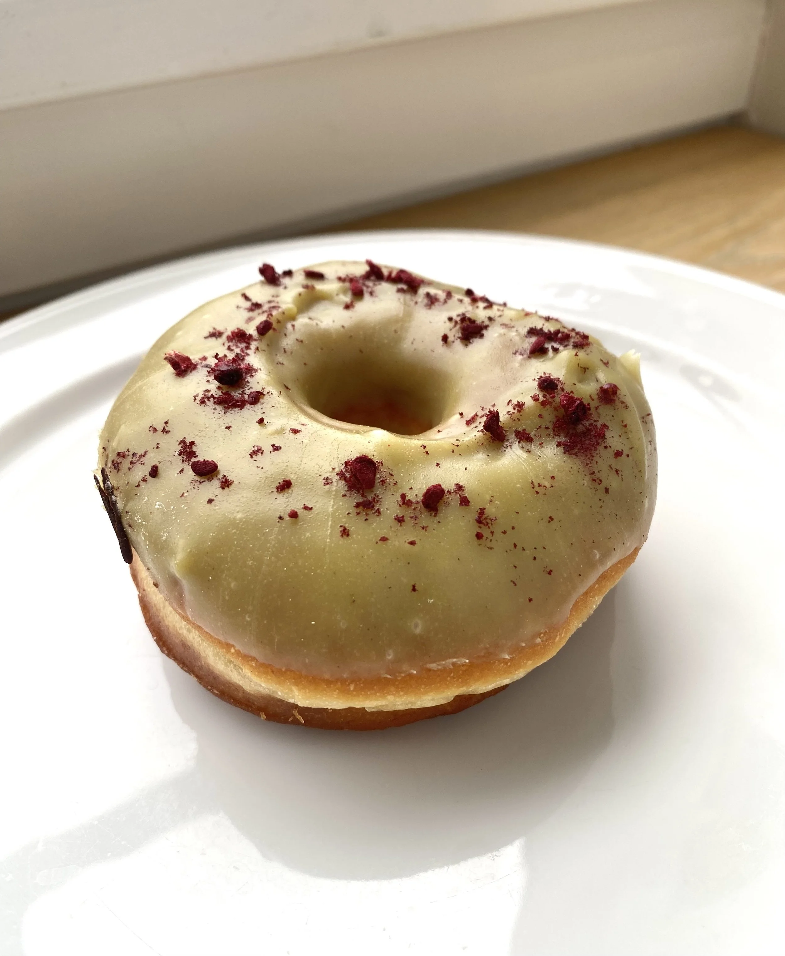 Pistachio Berry Glazed Doughnut