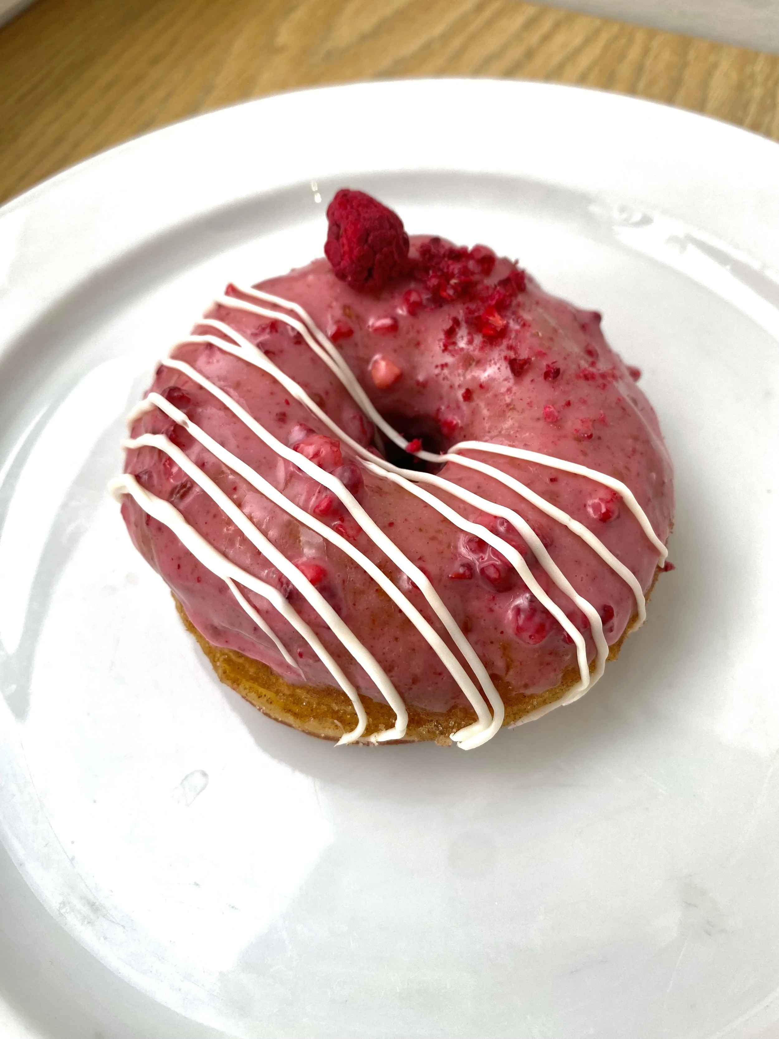 Raspberry & Chocolate Glazed Doughnut