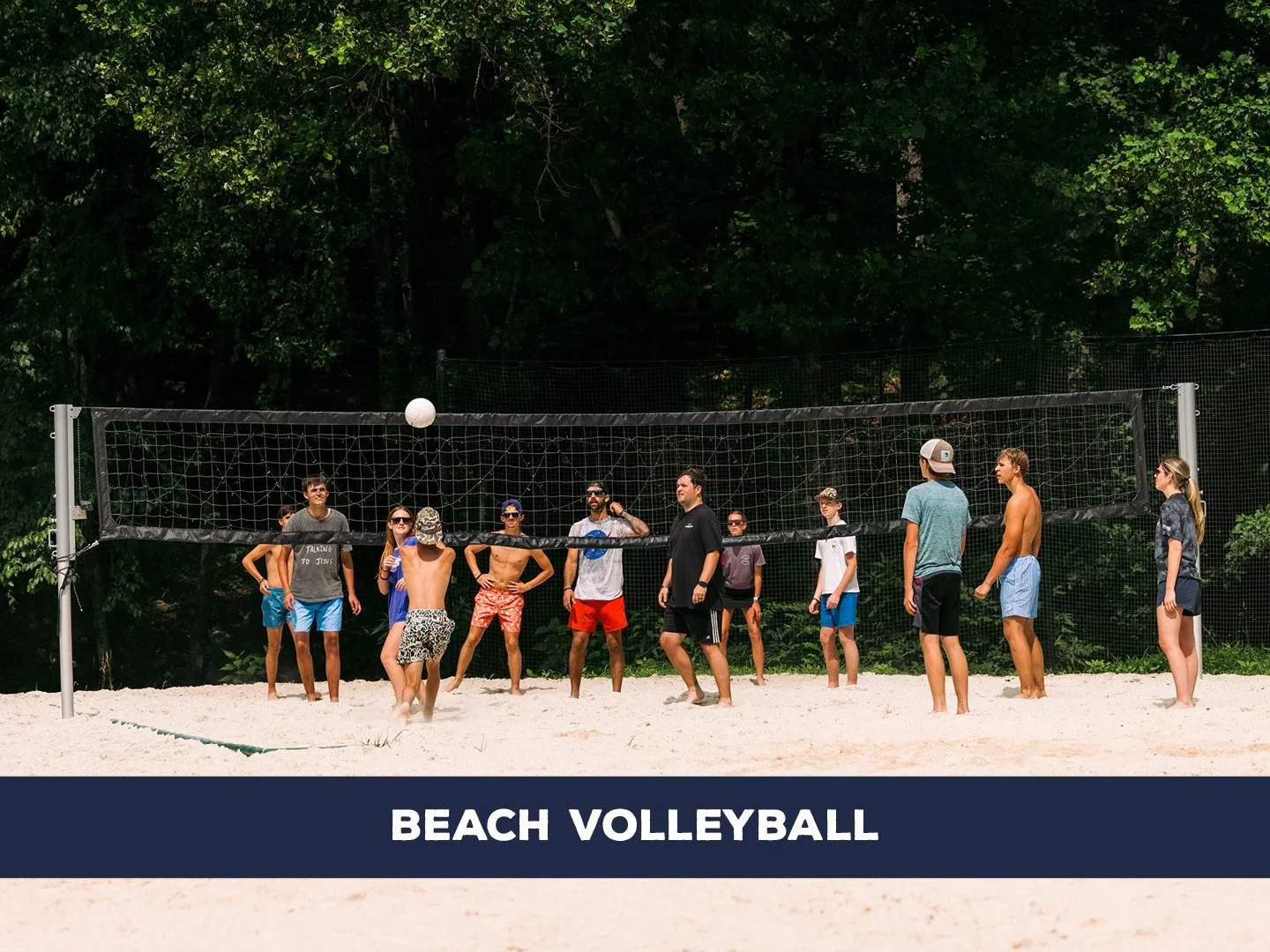 Join teams for friendly or competitive volleyball games on the sand by the lake.