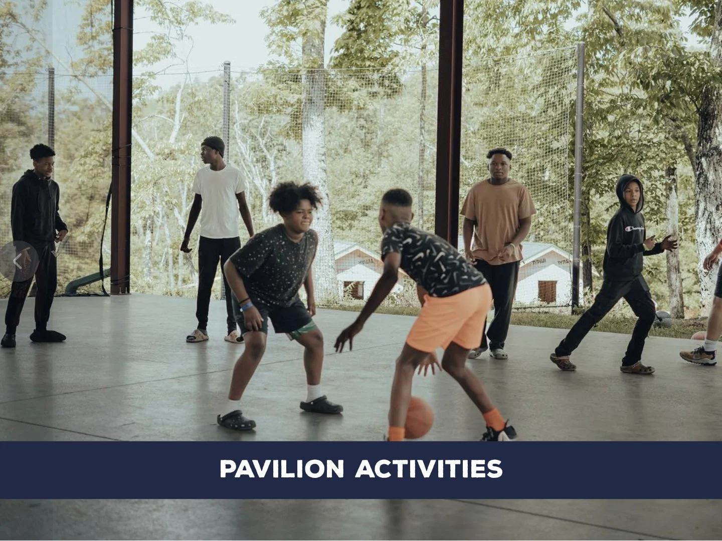 Enjoy a variety of sports, games, worship, and social events in a flexible outdoor activity space.
