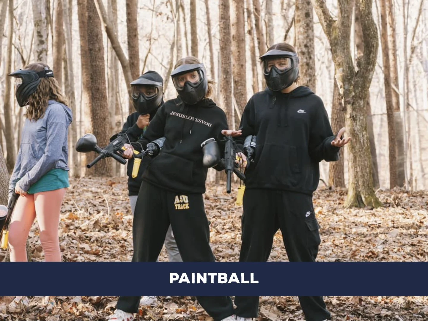 Compete in fast-paced paintball games across a course filled with buildings, vehicles, and cover.
