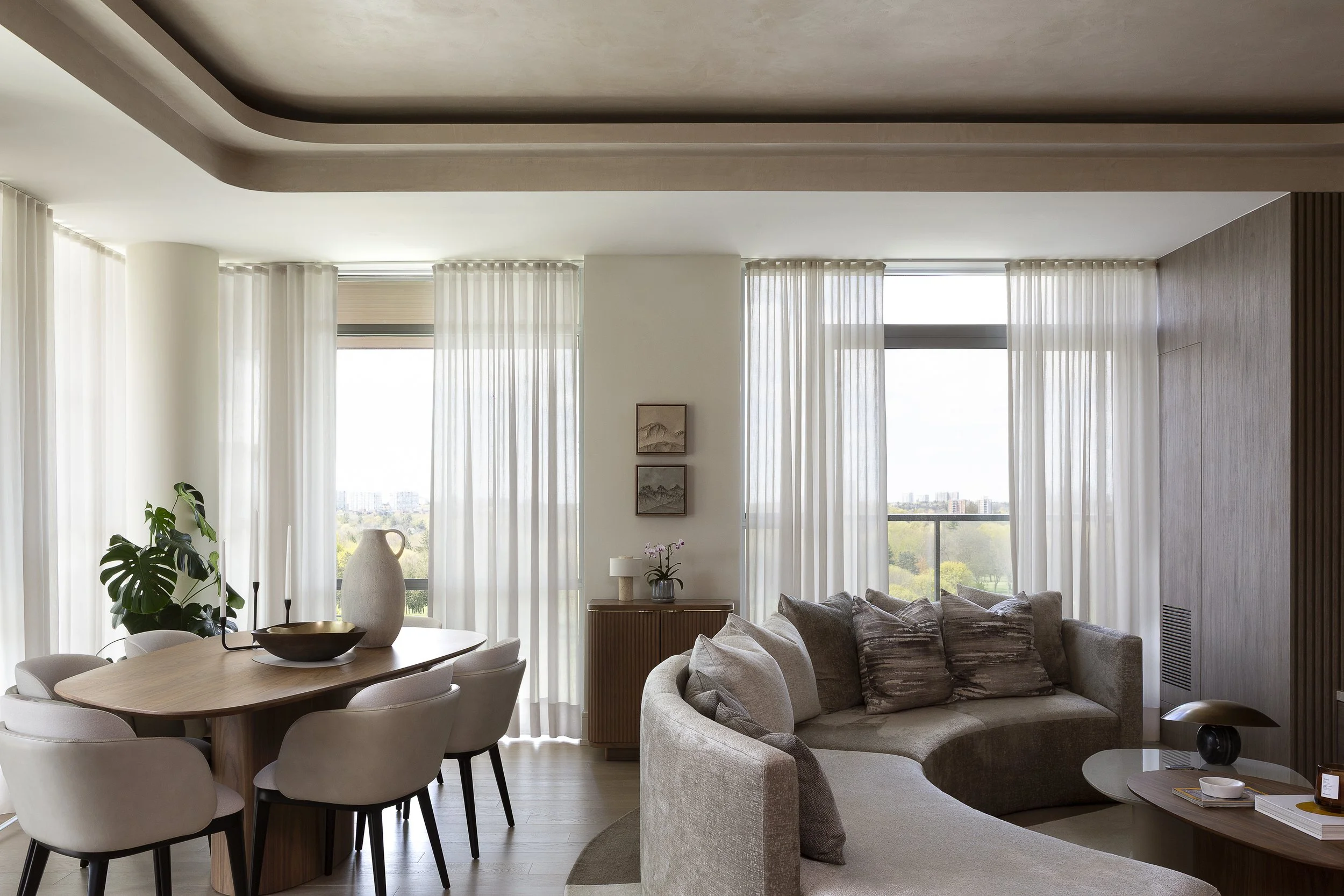 Tridel Royal Bayview Luxury Condominium in Thornhill | Modern Organic Living Room Interior Design