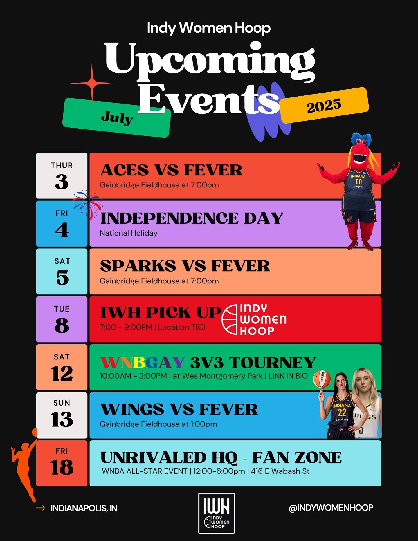 WNBA ALL-STAR IS IN OUR CITYYYY THIS MONTH!!! π₯³πΎβΉοΈ‍βοΈ
ποΈ Mark your calendars - there’s gonna be a LOT of hoopin’ in the next few weeks.
π If you’re coming in to the city for All-Star weekend - don’t forget to pack y