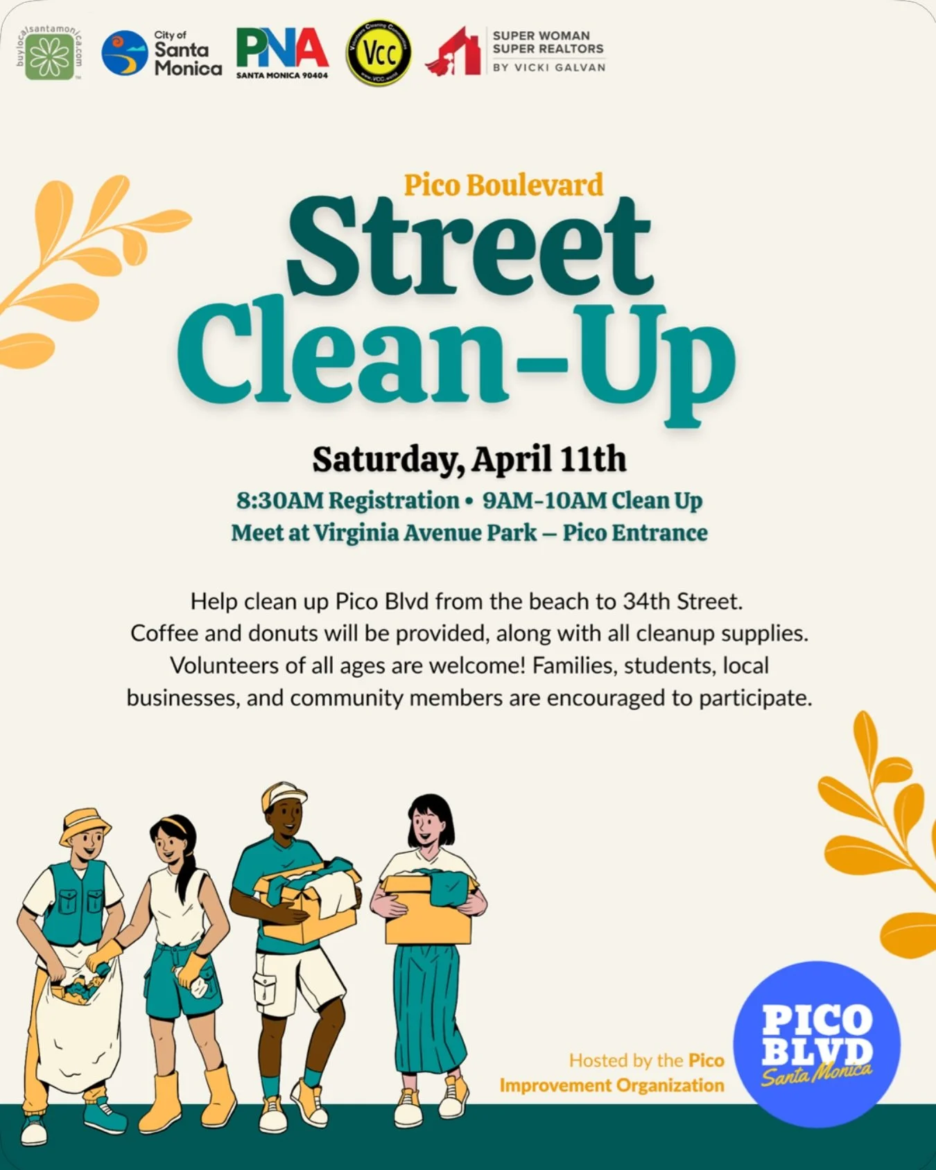 Join the Pico Improvement Organization for a neighborhood street clean-up! 🌿
⠀⠀⠀⠀⠀⠀⠀⠀⠀
We&rsquo;d love to see community members, local businesses, students, and neighbors come together to help keep Pico beautiful. We&rsquo;ll provide everything you 