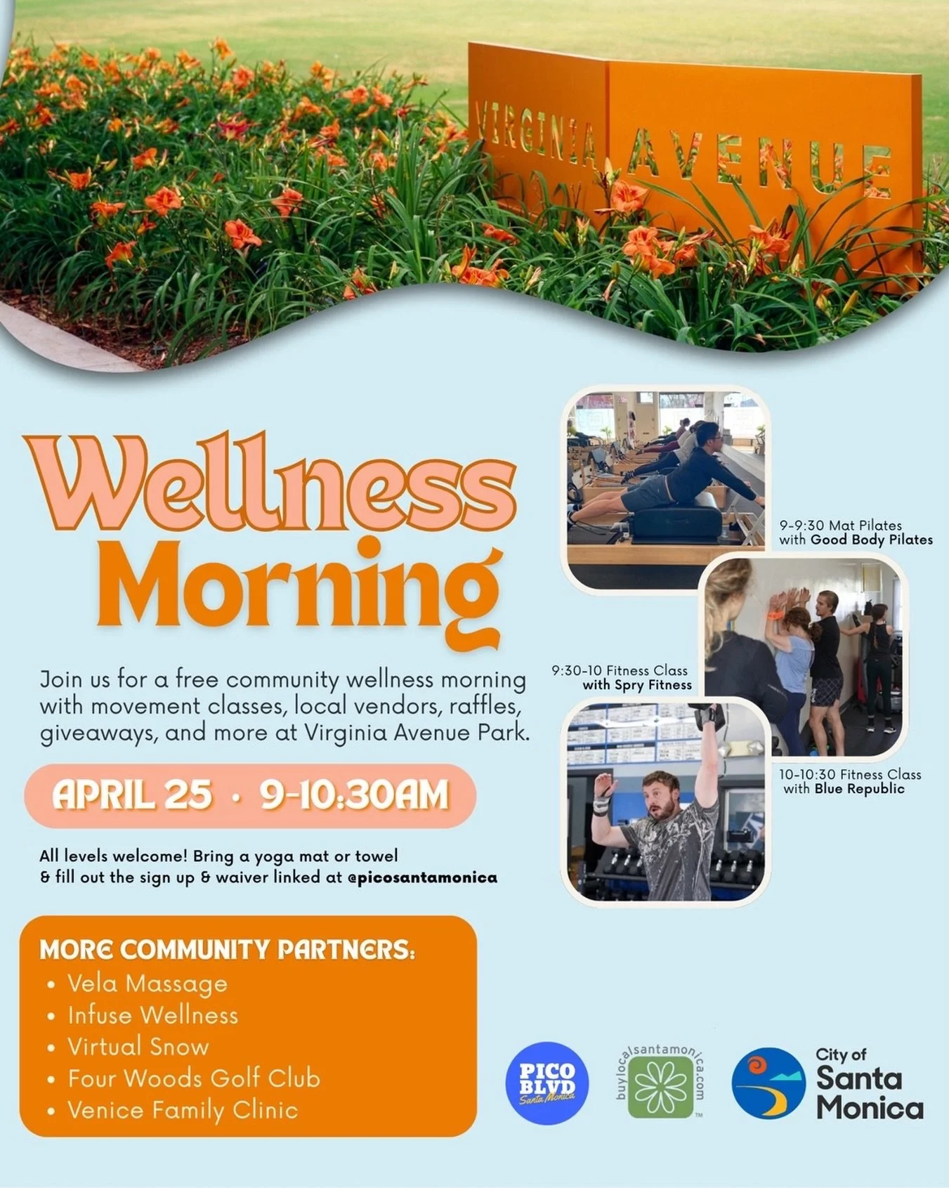 Join us for a feel-good morning of movement, community, and wellness at Virginia Avenue Park 🌿
⠀⠀⠀⠀⠀⠀⠀⠀⠀
Enjoy free fitness and movement classes, connect with local wellness businesses, and take part in raffles, giveaways, and more. Whether you&rsqu