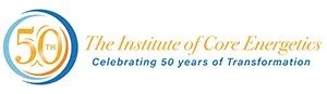 Logo for the Institute of Core Energies celebrating 50 years of transformation.