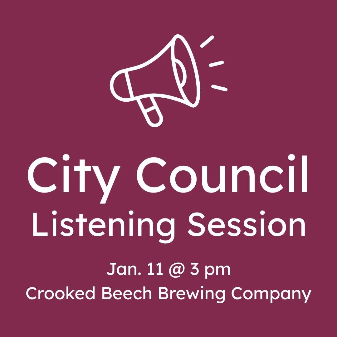 Updated Information for the town hall/listening session on Sunday! City councilors from every ward, and the mayor, will be at Crooked Beech Brewing Company (3121 N Garfield Ave.) on Jan. 11 (3 - 5 pm). 

I hope to see y'all there and look forward to 