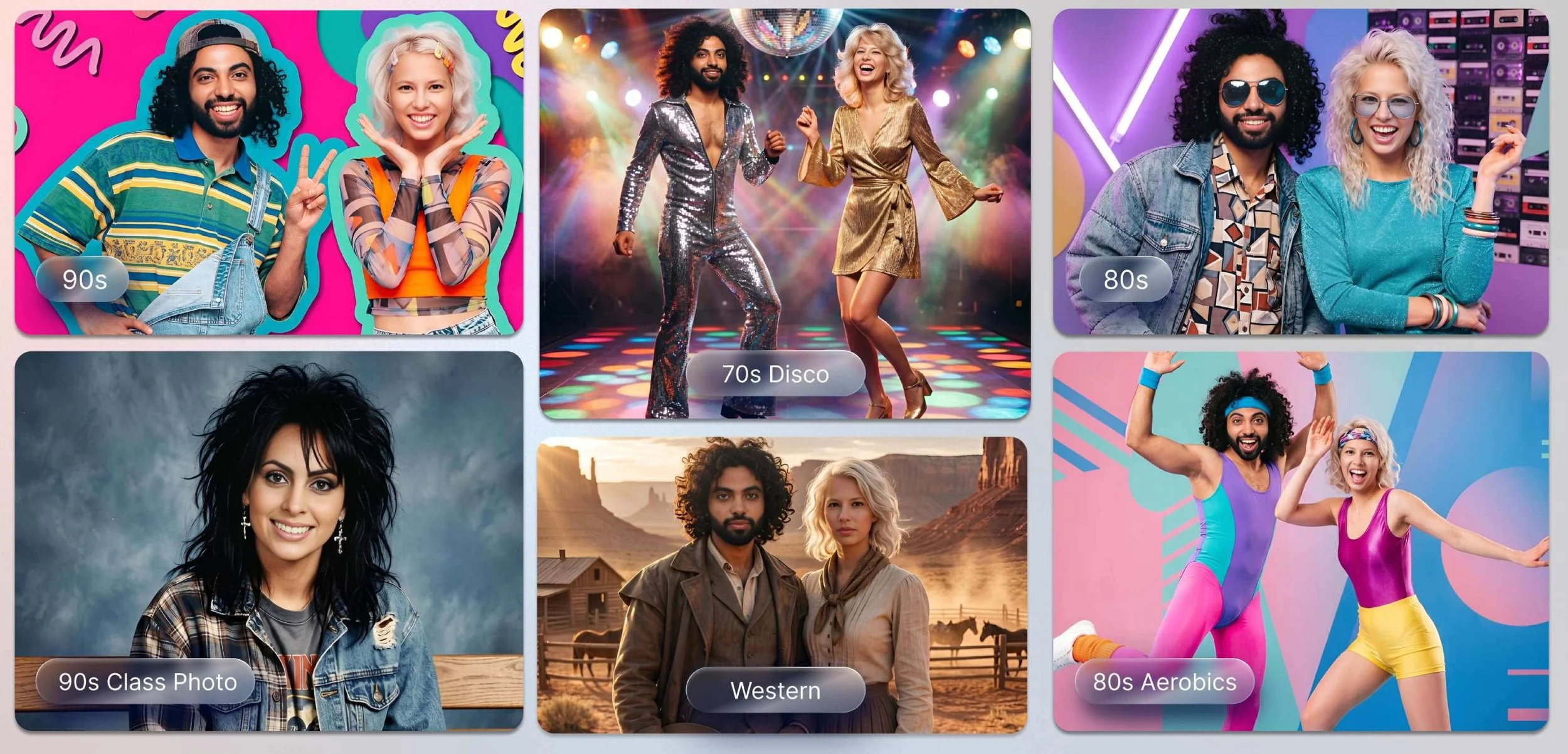 AI Photo Booth Eras 2

Travel through time with AI MultiVerse Eras by Xpressbooth and experience history like never before. With just one photo, our AI transforms you into an authentic character from some of the world's most iconic decades and histor