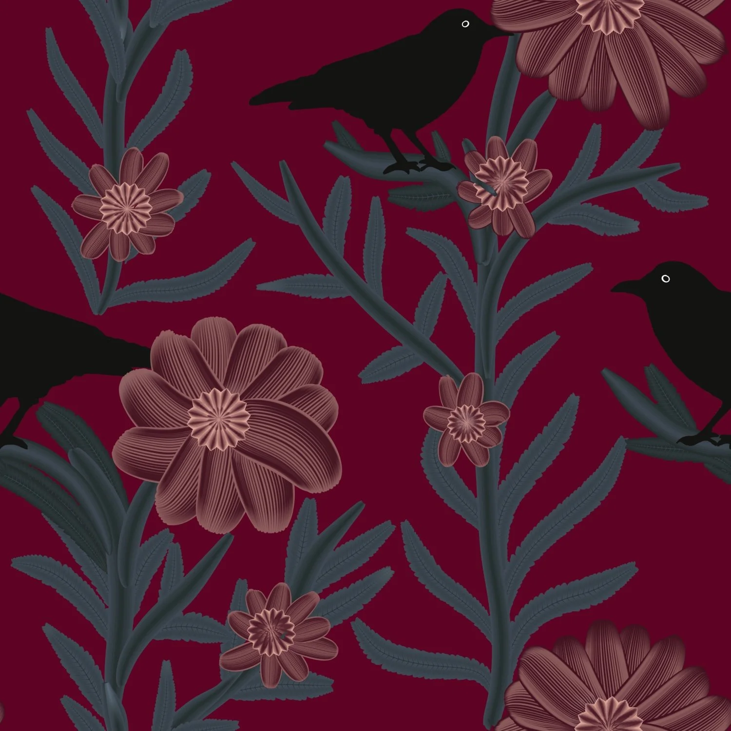 Enchanted Darkness: Crows, Cats and Flowers