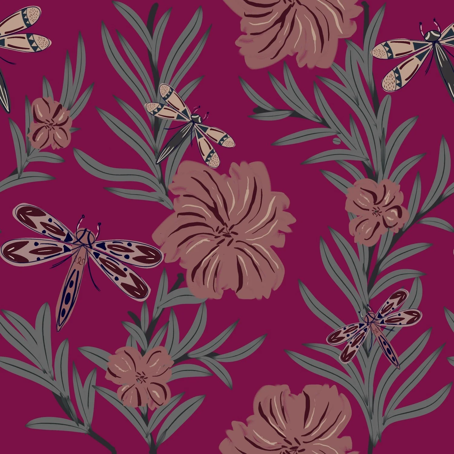 Enchanted Dragonfly Garden – Whimsical Insect & Floral Patterns