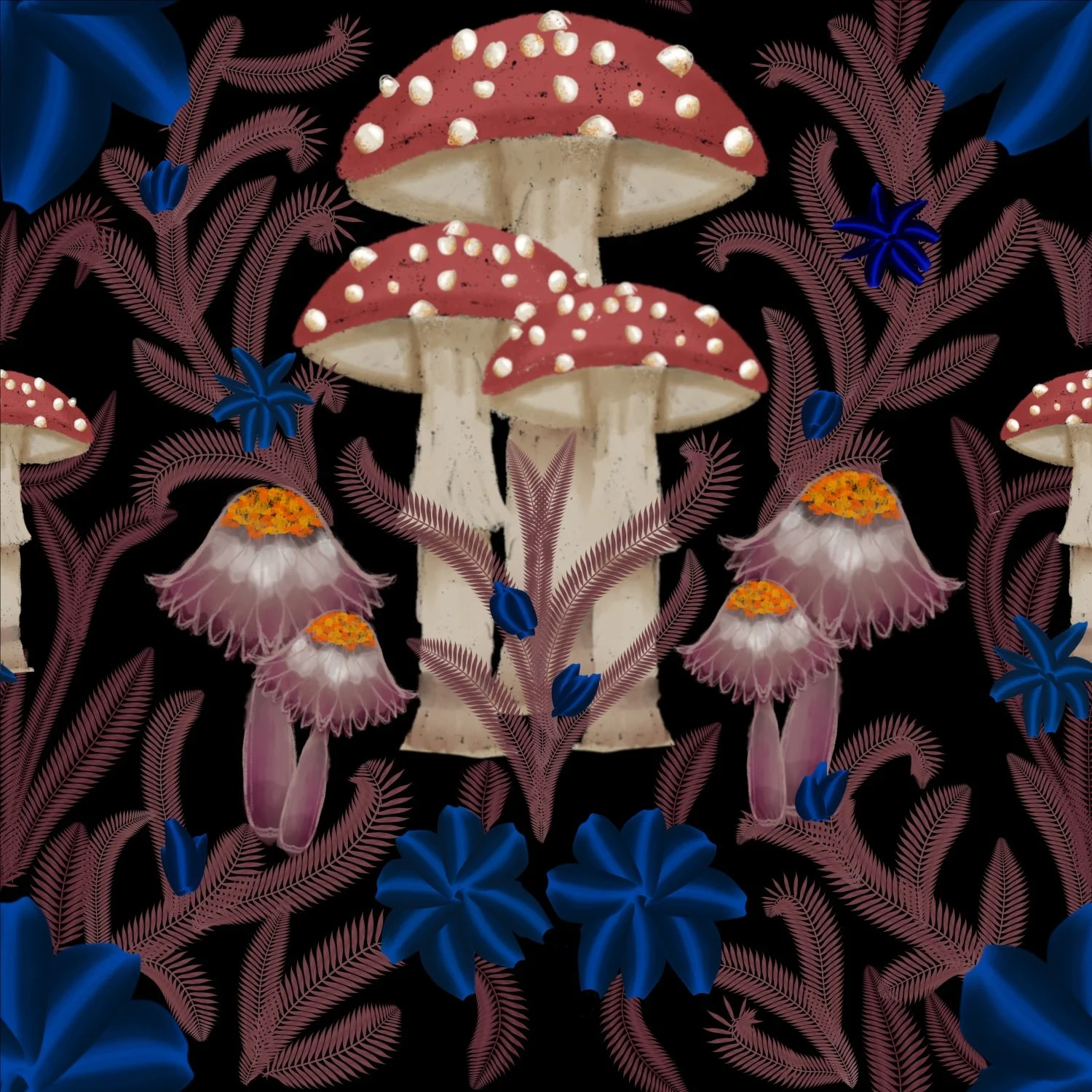 Mycological Whimsy: Mushrooms & Moonlight