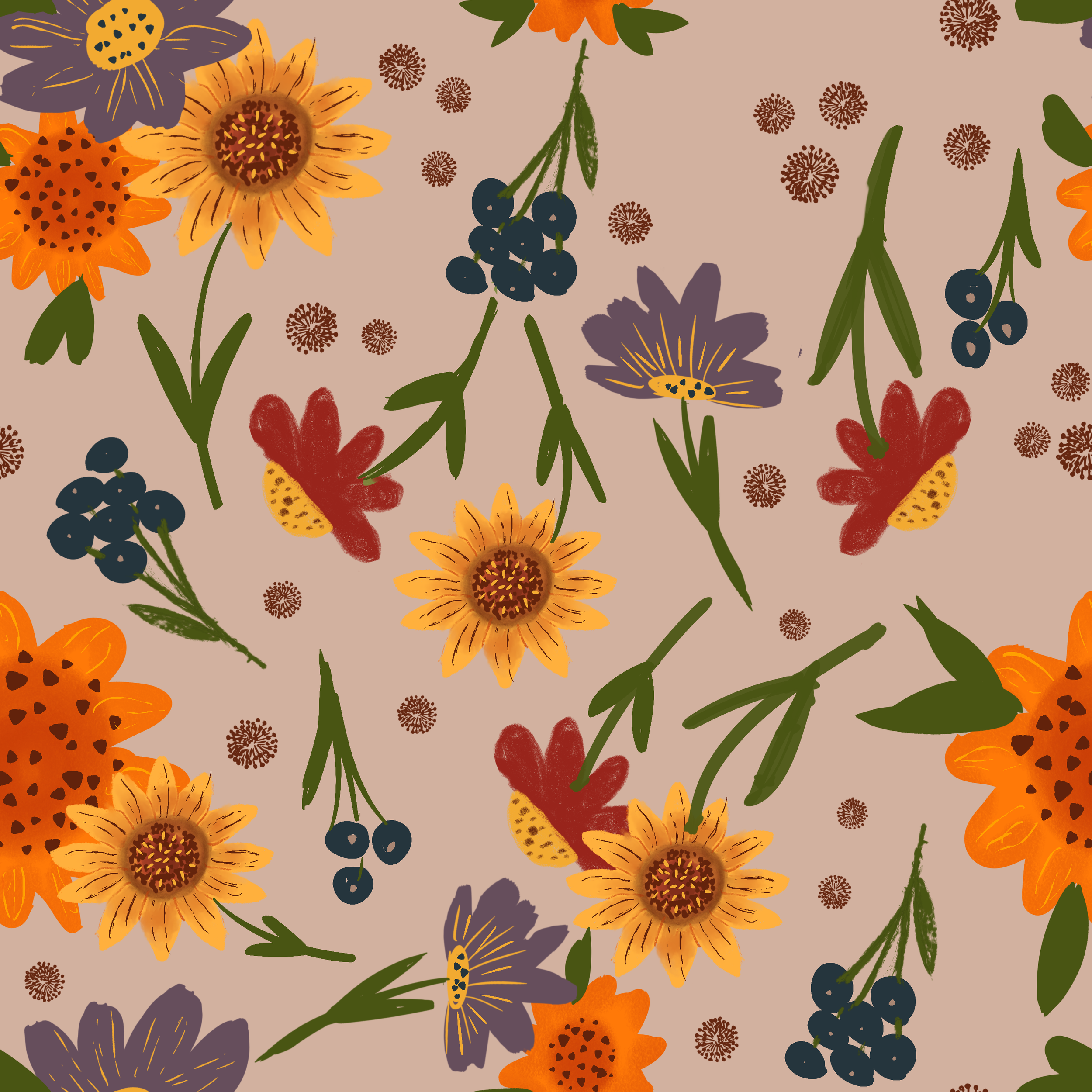 Retro Autumn Vibes – Floral & Geometric Vintage Patterns