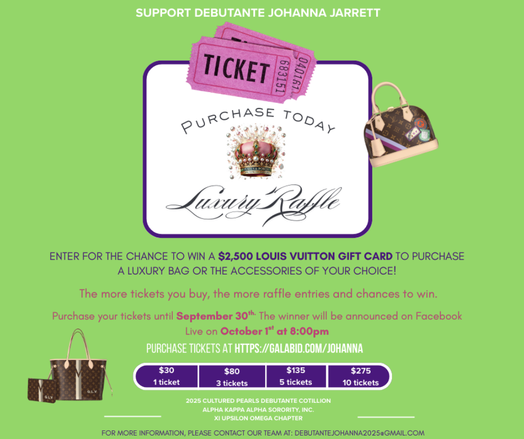 $2,500 Louis Vuitton Shopping Spree Raffle