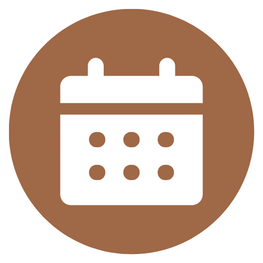 Icon of a calendar with a brown background.