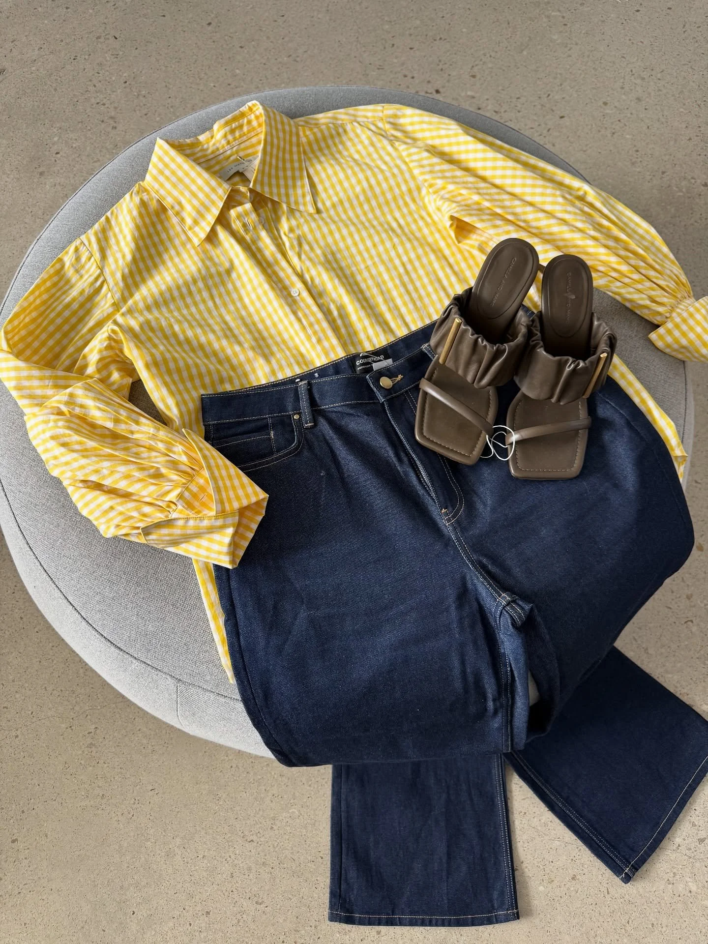 Last minute summer outfits for laying by the pool! 👙🏖️

Image 1:
Lee Mathews yellow shirt - size 3 - $110
Country Road denim jeans - size 12 - $50
Camilla and Marc heels - size 40 - $100

Image 2:
Jets red stripe bathers - size 8 - $30
Faithful the