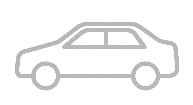 Outline drawing of a car with a simple design.