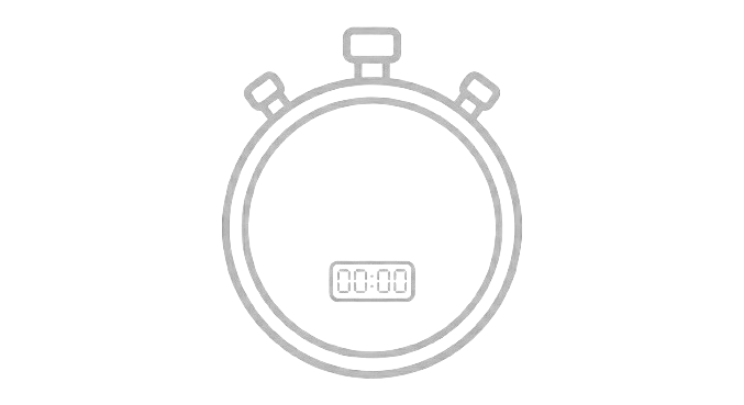Outline drawing of a stopwatch with a digital timer display showing 00:00.