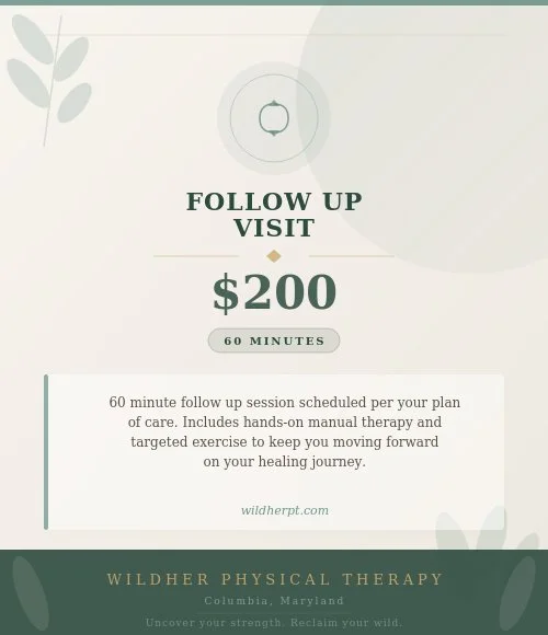 Infographic that says: 200$ follow up visit for 60 minutes