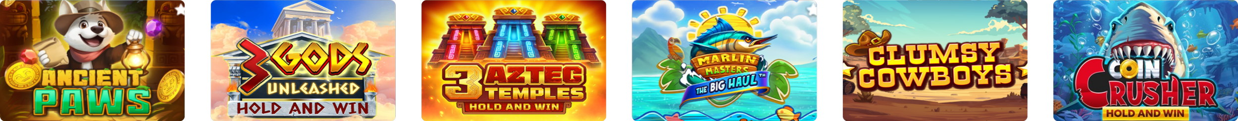 Collection of colorful game banners with various themes and titles.