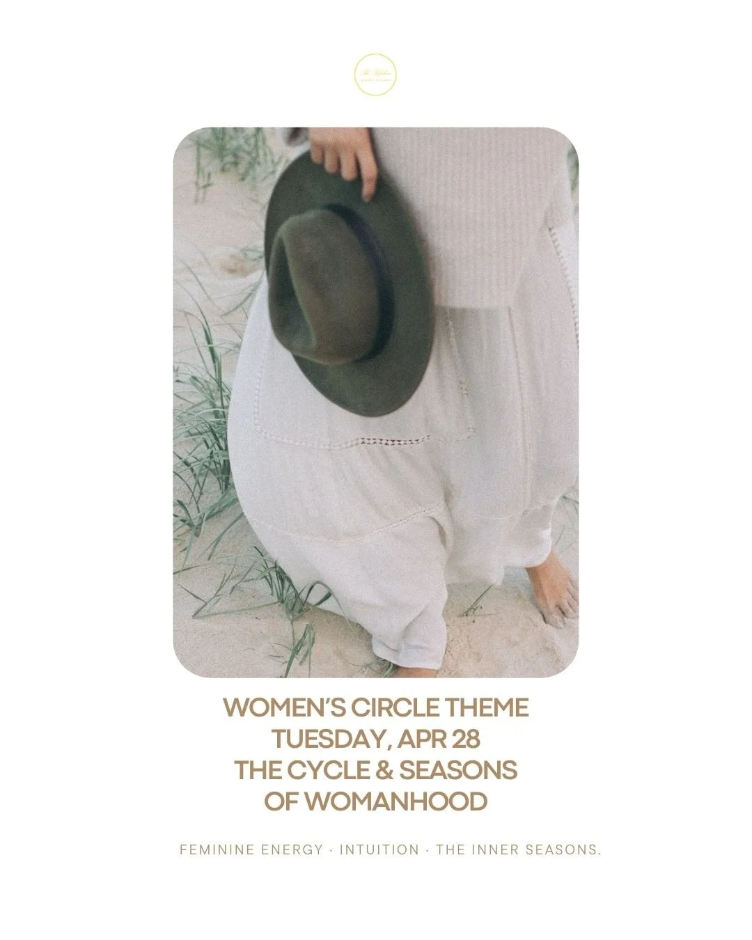 Women's Circle Theme &mdash; Tuesday, April 28
The Cycle &amp; Seasons of Womanhood
This week we're diving deep into feminine energy, intuition, and the inner seasons. Every woman moves through cycles &mdash; of creation, rest, growth, and release. C