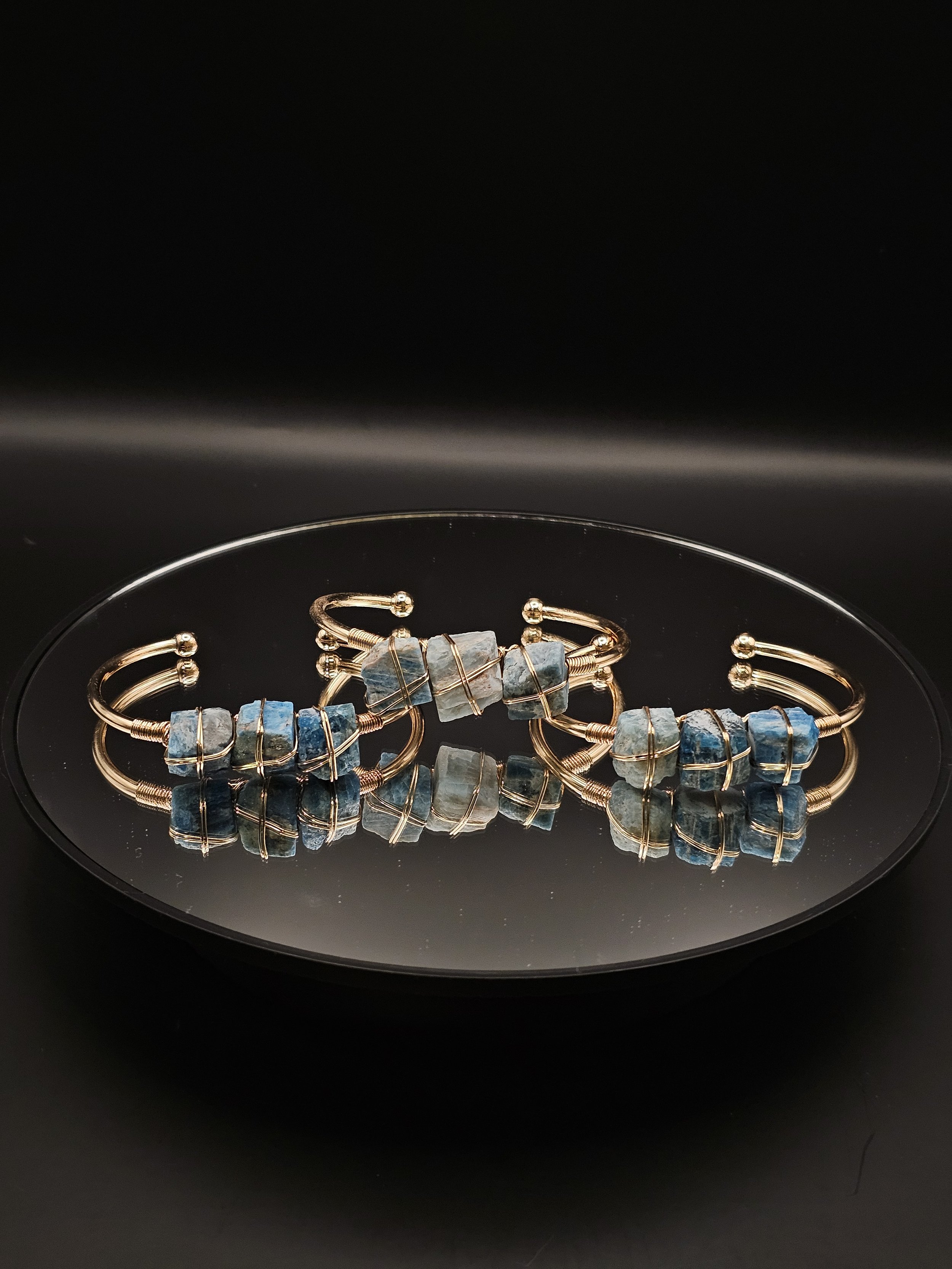 Raw Tri-Blue Apatite Bangle