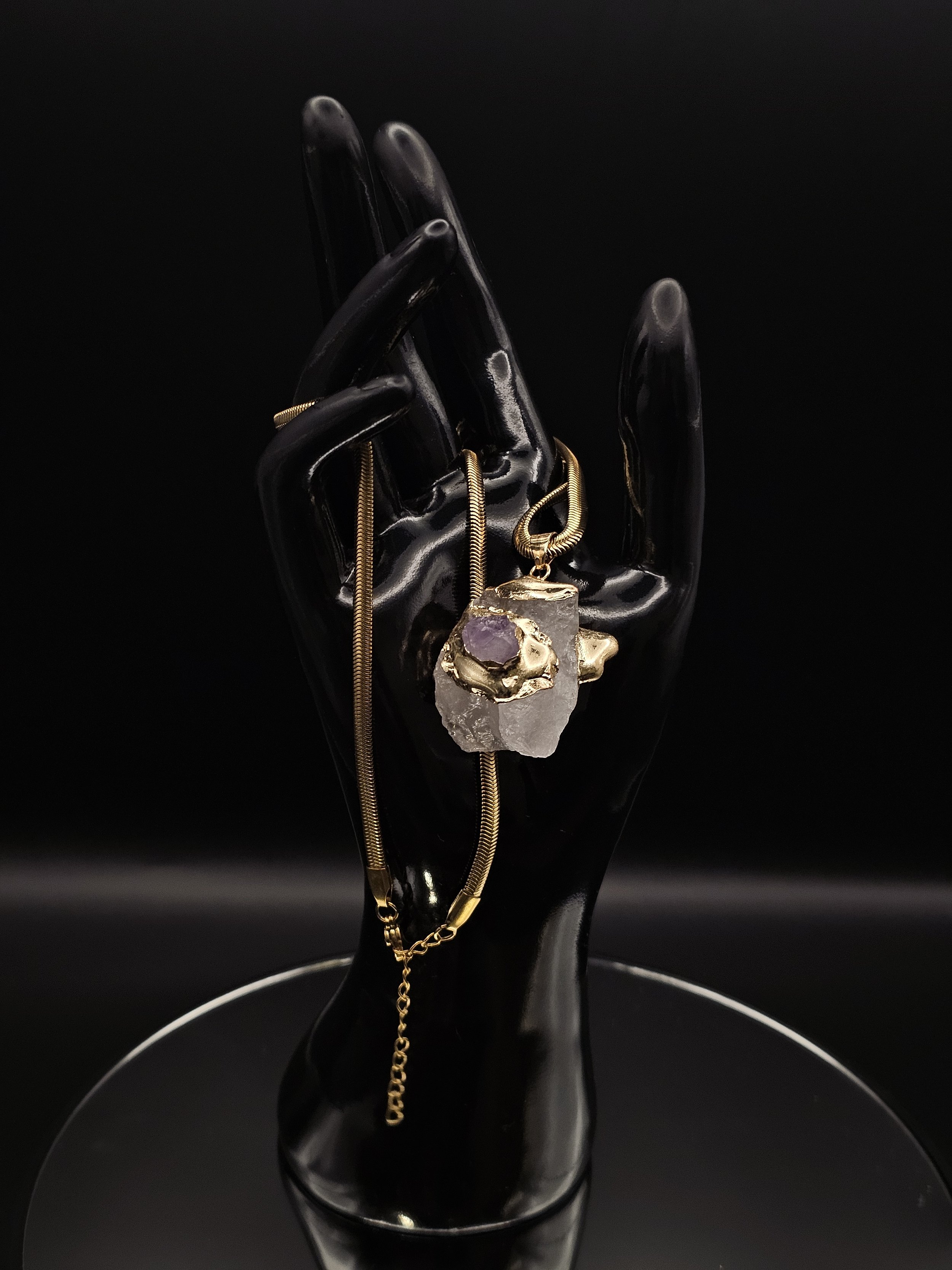Crystal Quartz & Amethyst Duo Necklace