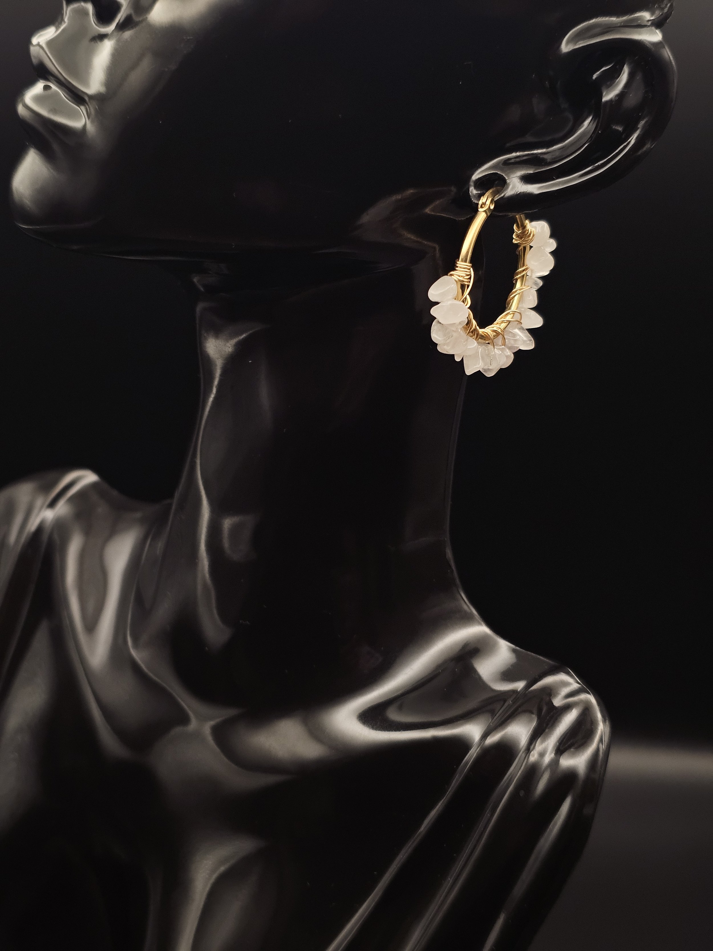 Small Golden Crystal Quartz Hoops