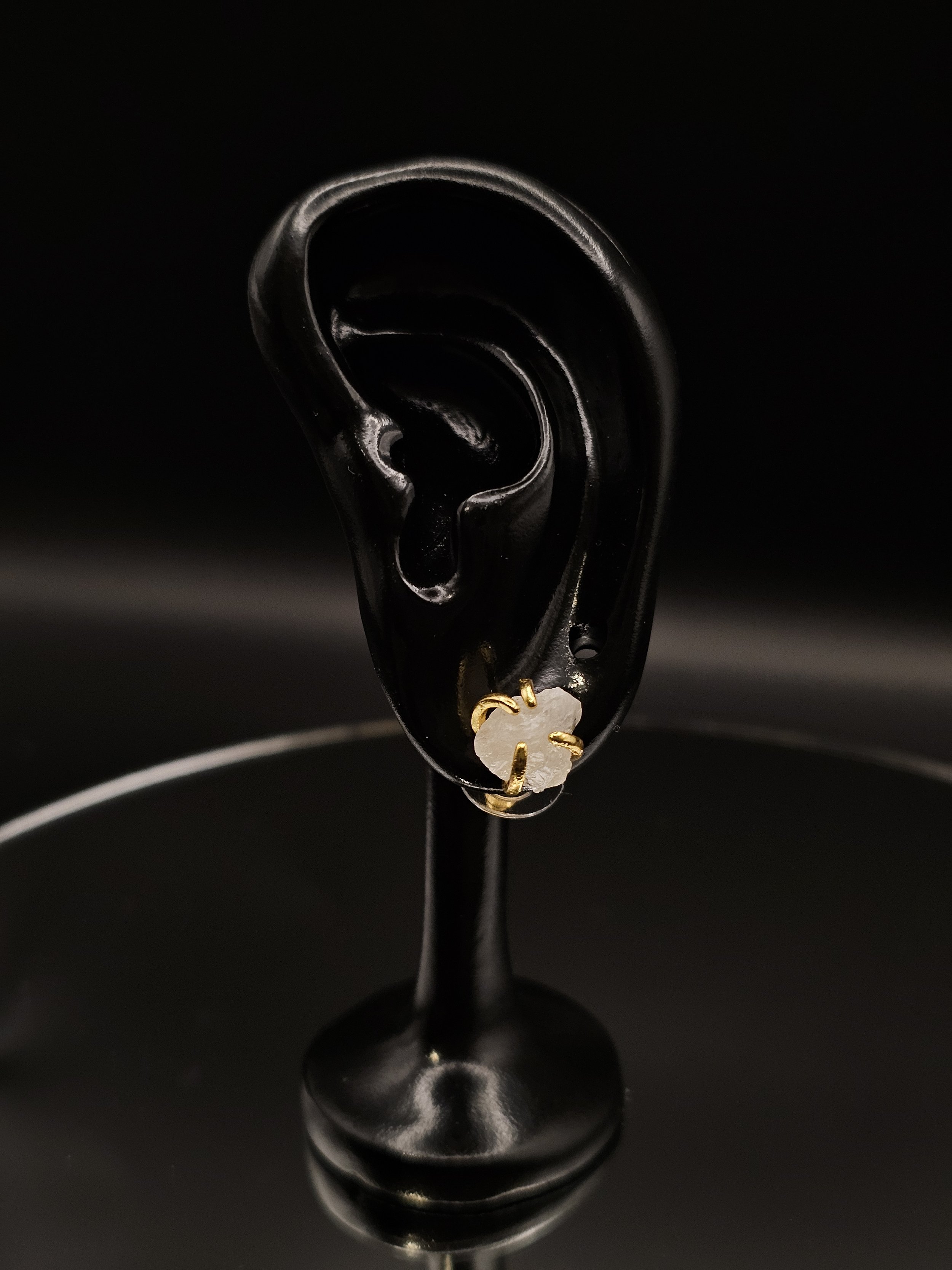 Raw Crystal Quartz Studs