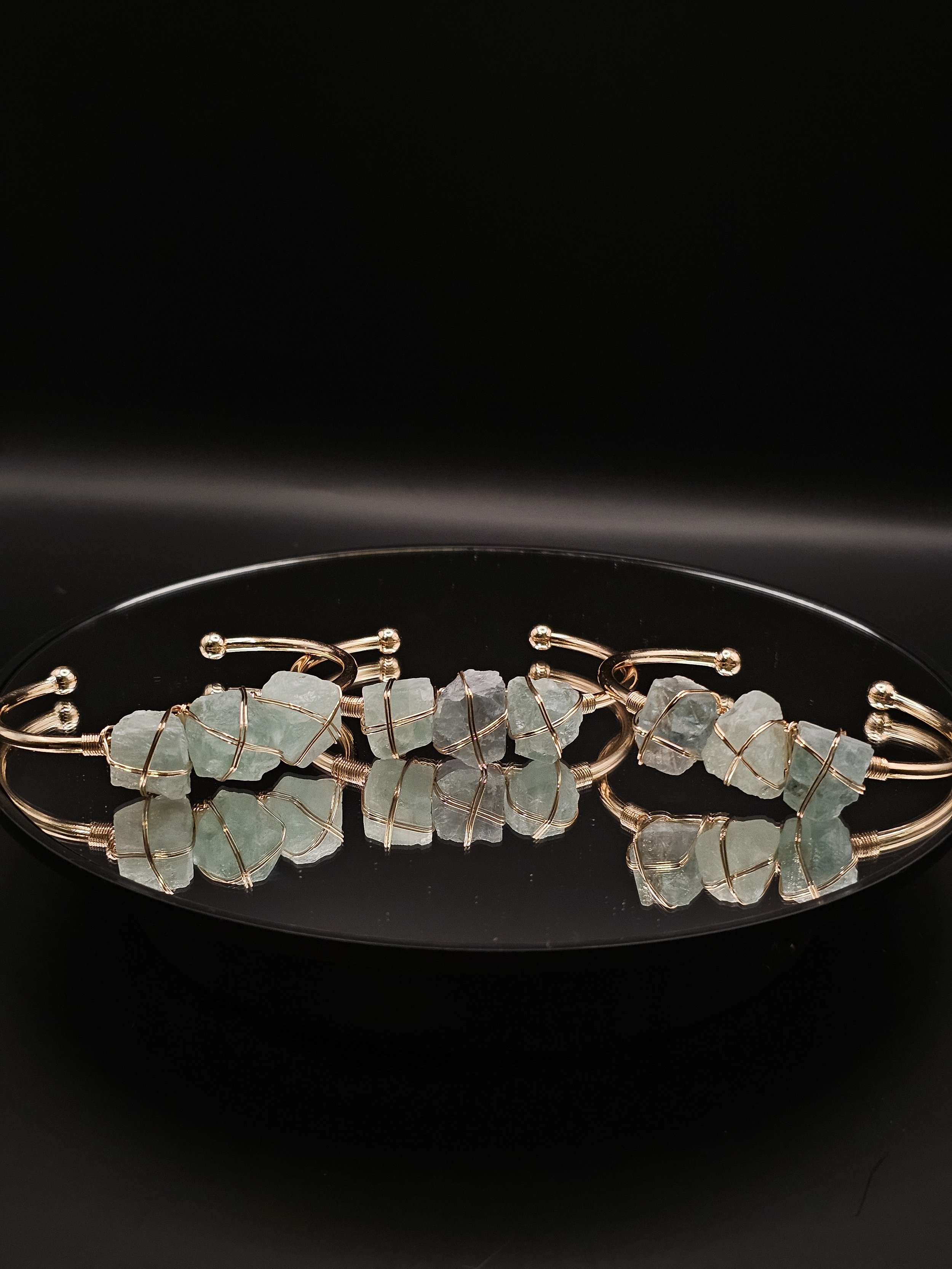 Raw Tri- Green Fluorite Bangle